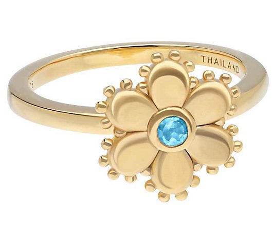 Elyse Ryan 14K Gold Clad Blue Topaz Flower Ring