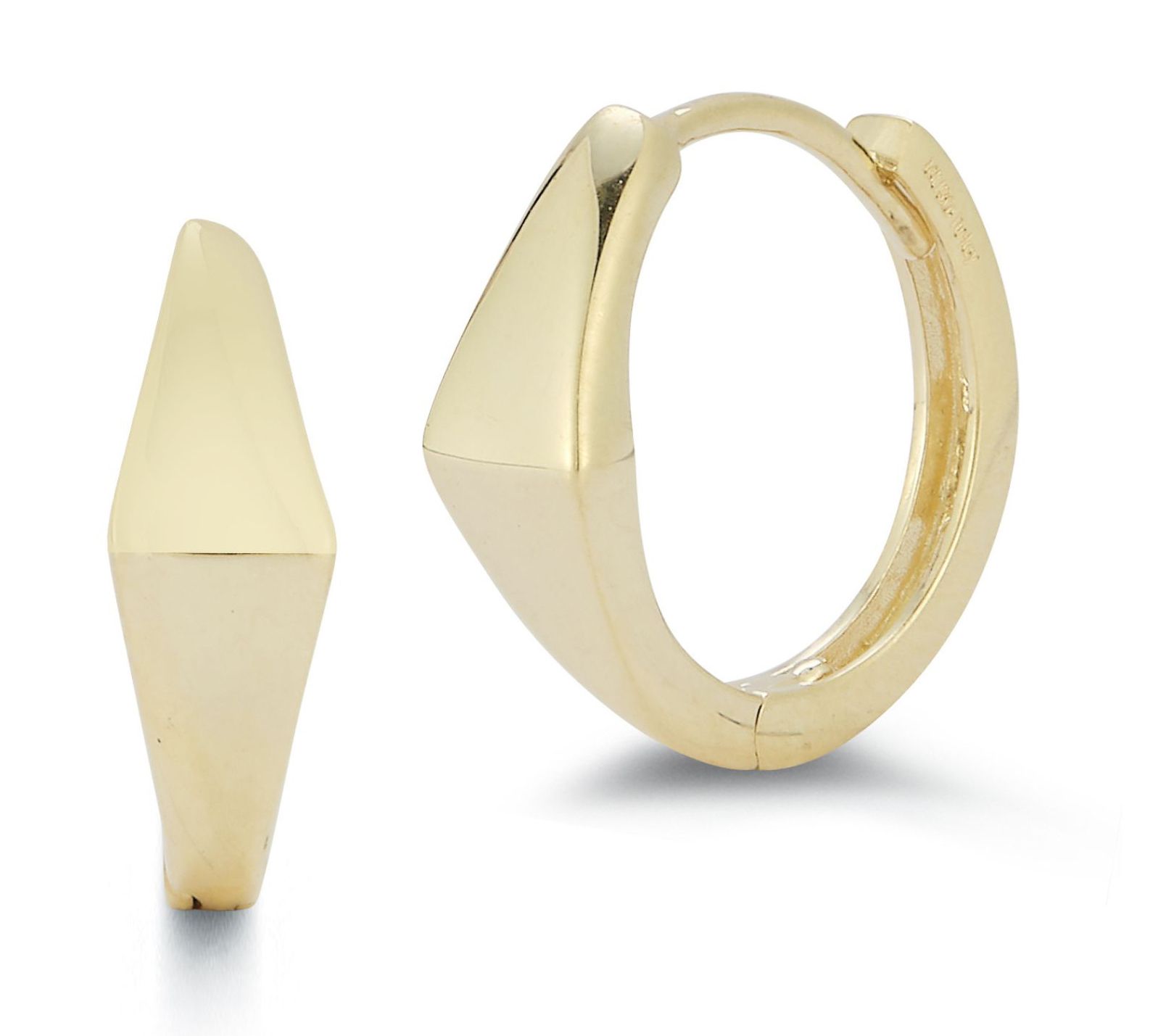 Luminosa Gold Pointed Huggie Hoop Earrings, 14K