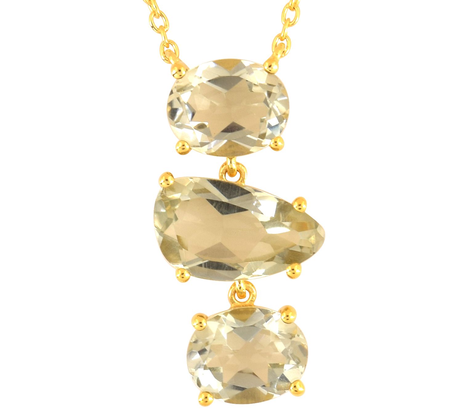Affinity Gems 8.00 cttw Prasiolite Necklace, 14K Gold Plated
