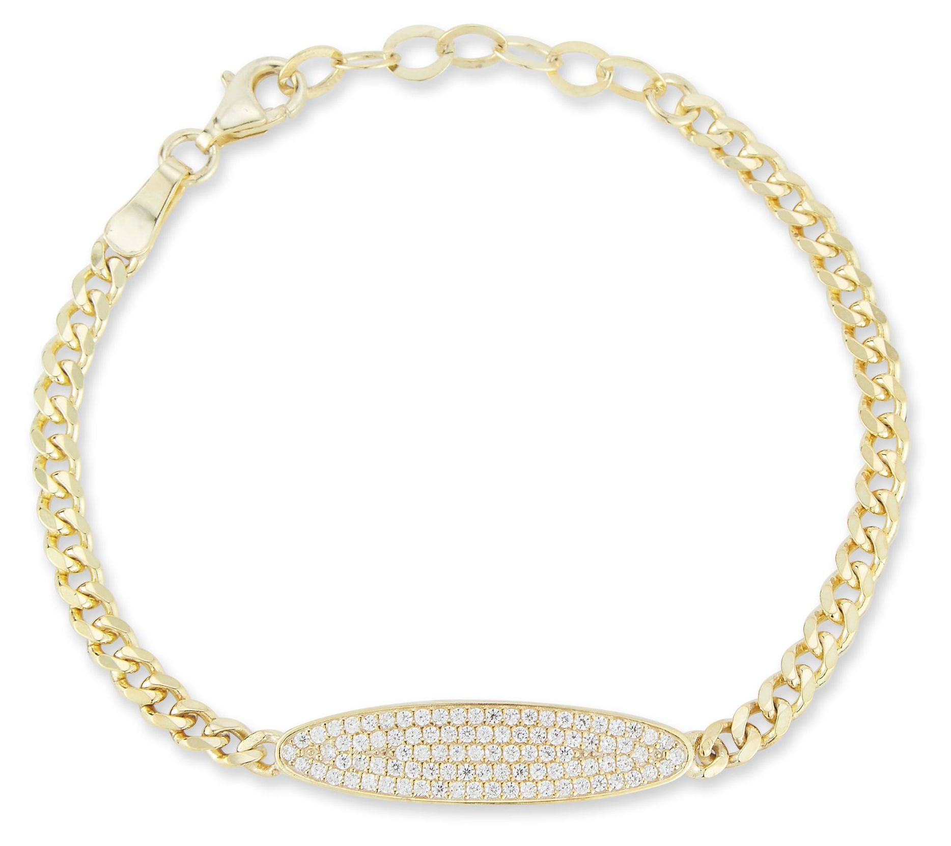 Sterlina Silver Pave ID Curb-Chain Bracelet, Sterling