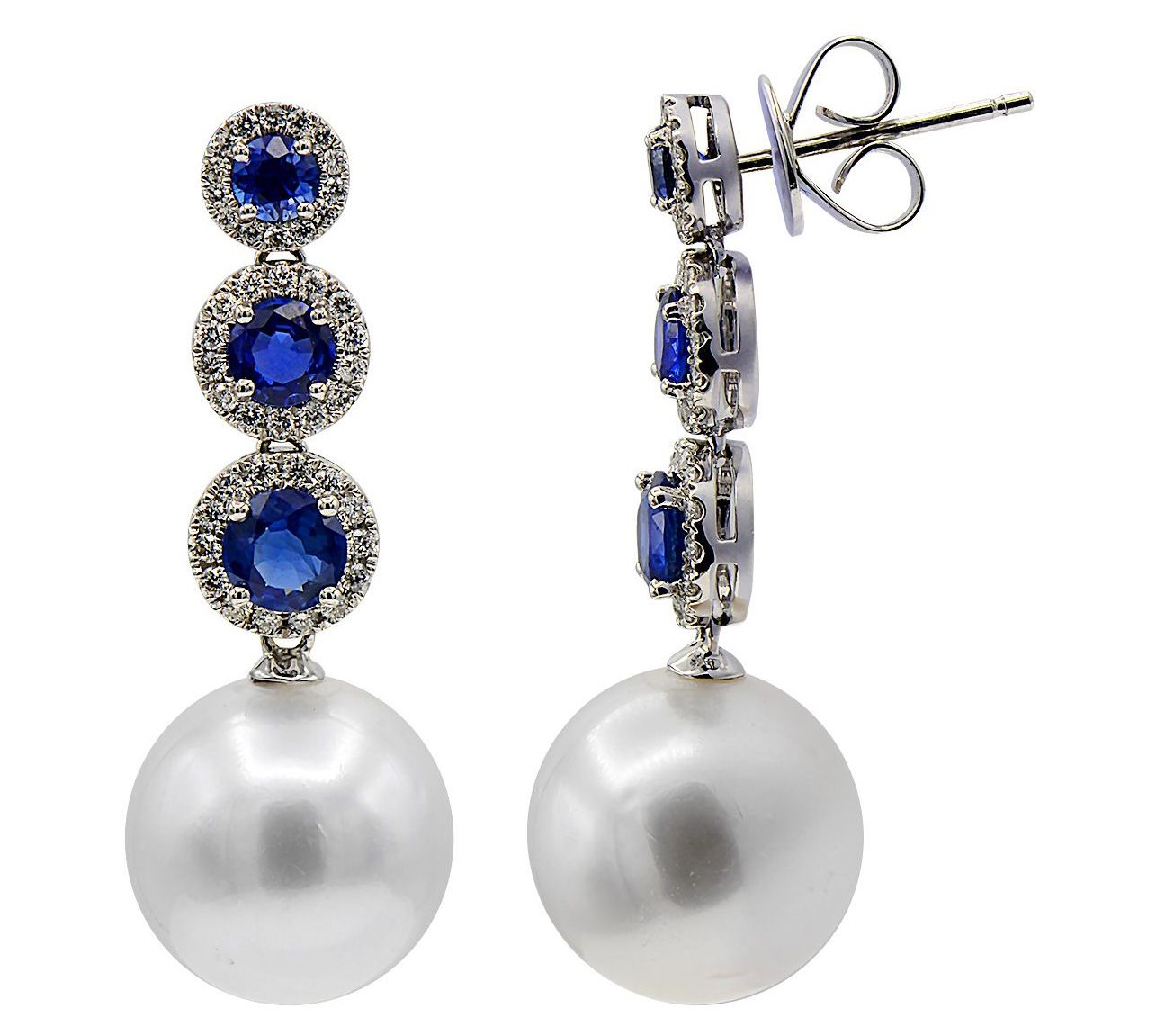 House of Froste d 18K Cultured Pearl & Sapphir e Betsy  Earrin