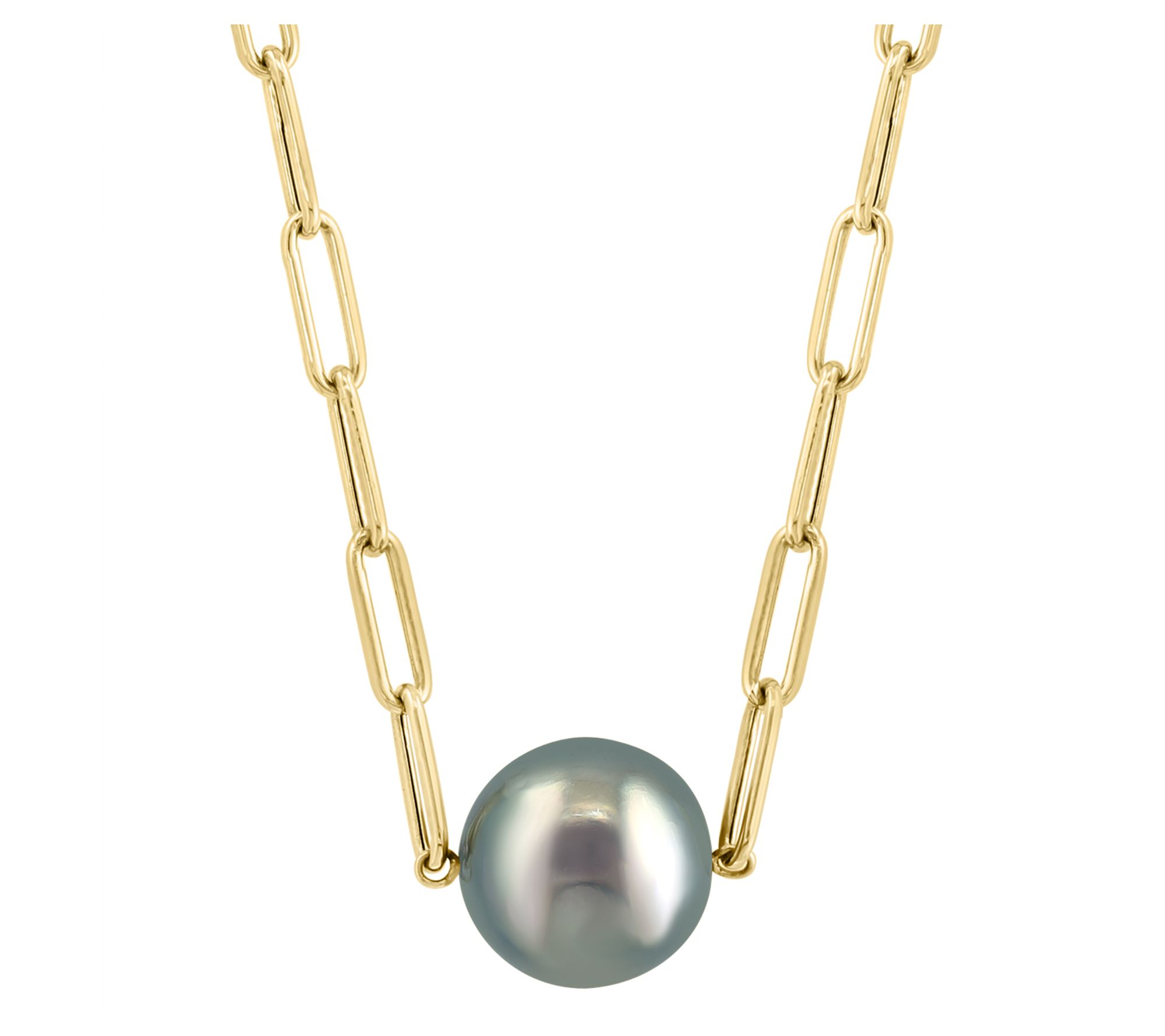 Effy Tahitian Pearl Paperclip Necklace, 14K Gol d