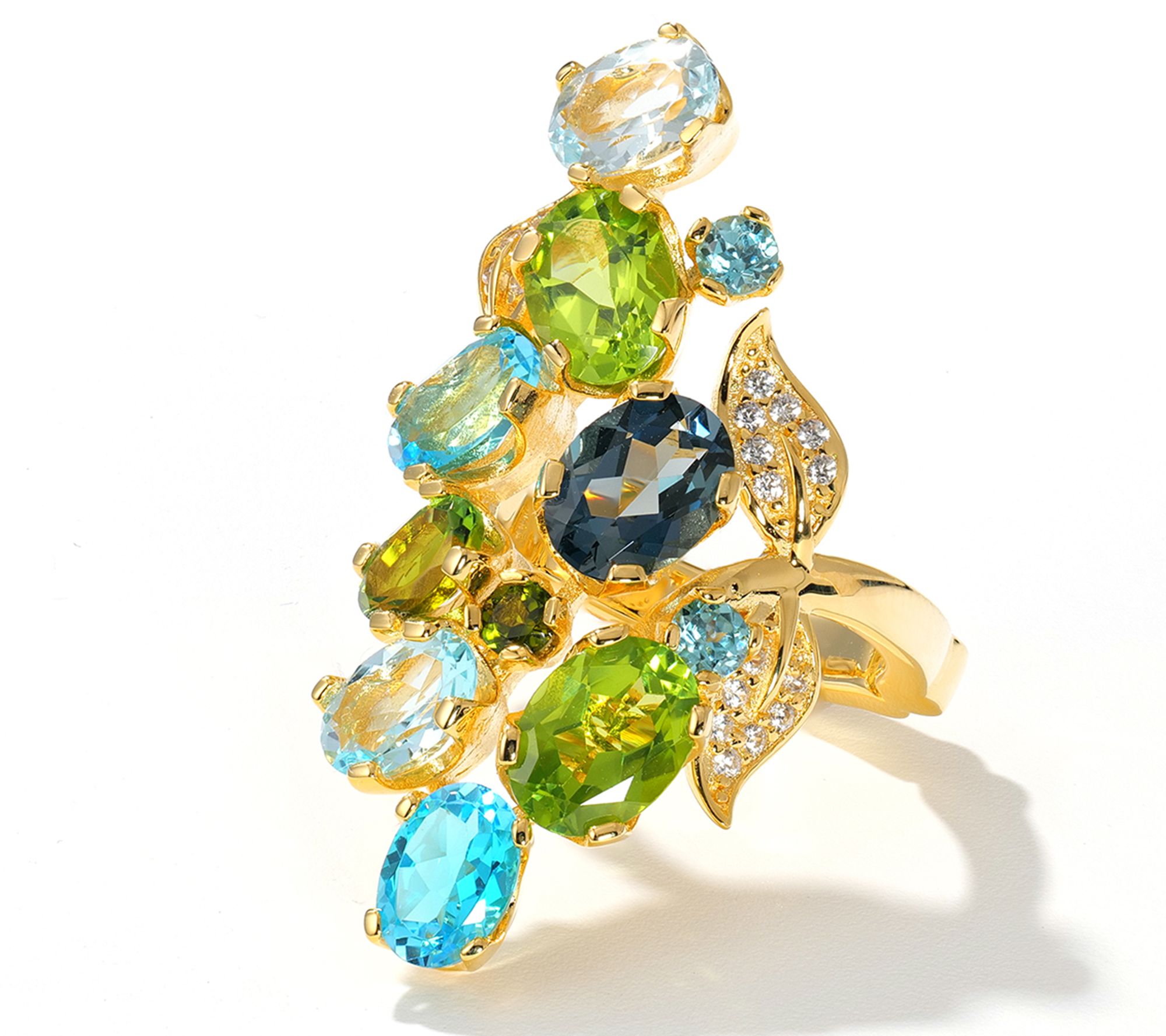 Dallas Prince Twilight Garden Gemstone Ring, 14k Gold Plated