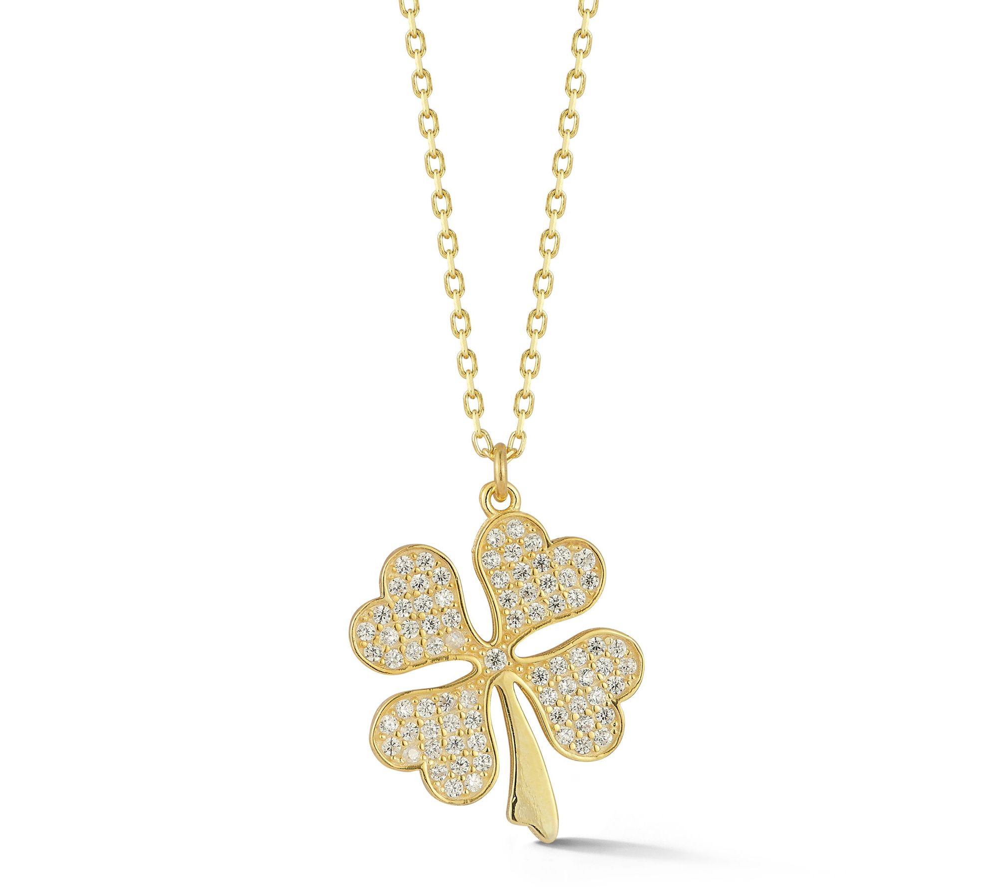 Sterlina Silver Four Leaf Clover Pendant w/ Chain, Sterling