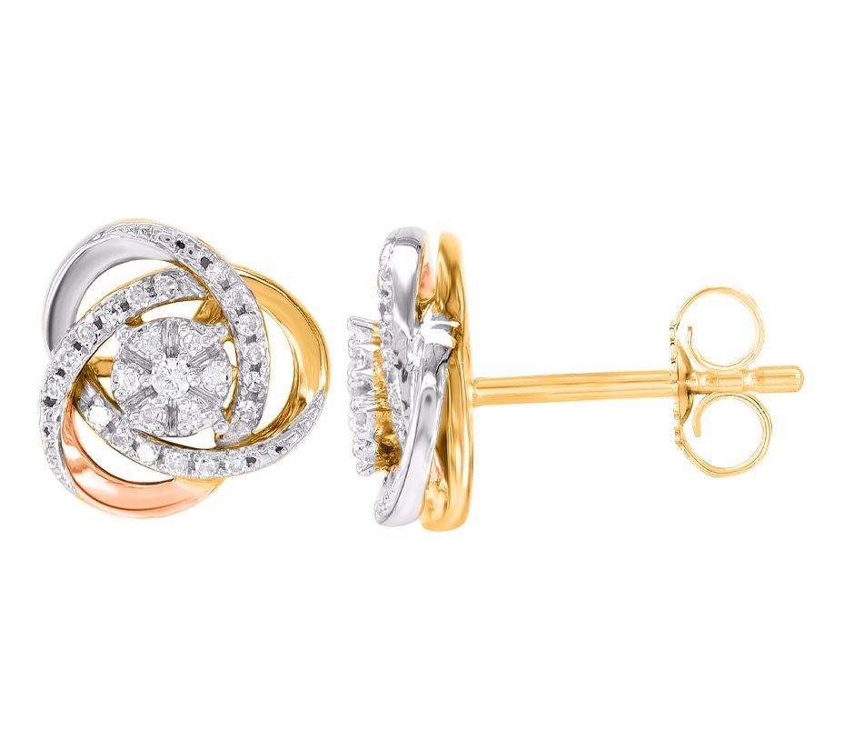 Accents by Affinity Diamond Tri-Tone Stud Earrings, 14K Gold