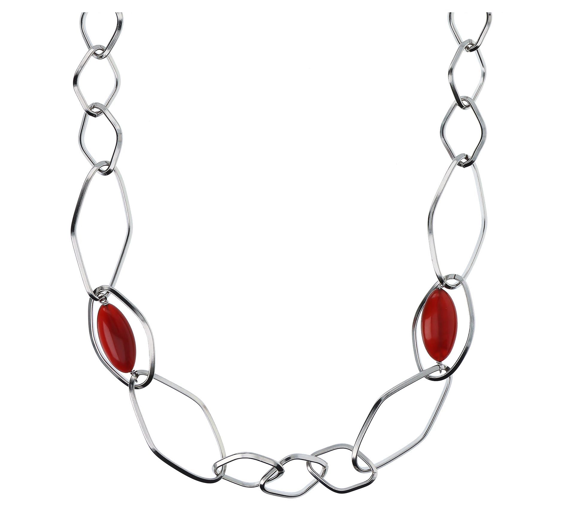 Steel by Design 36" Marquise Gemstone Bead Station Necklace