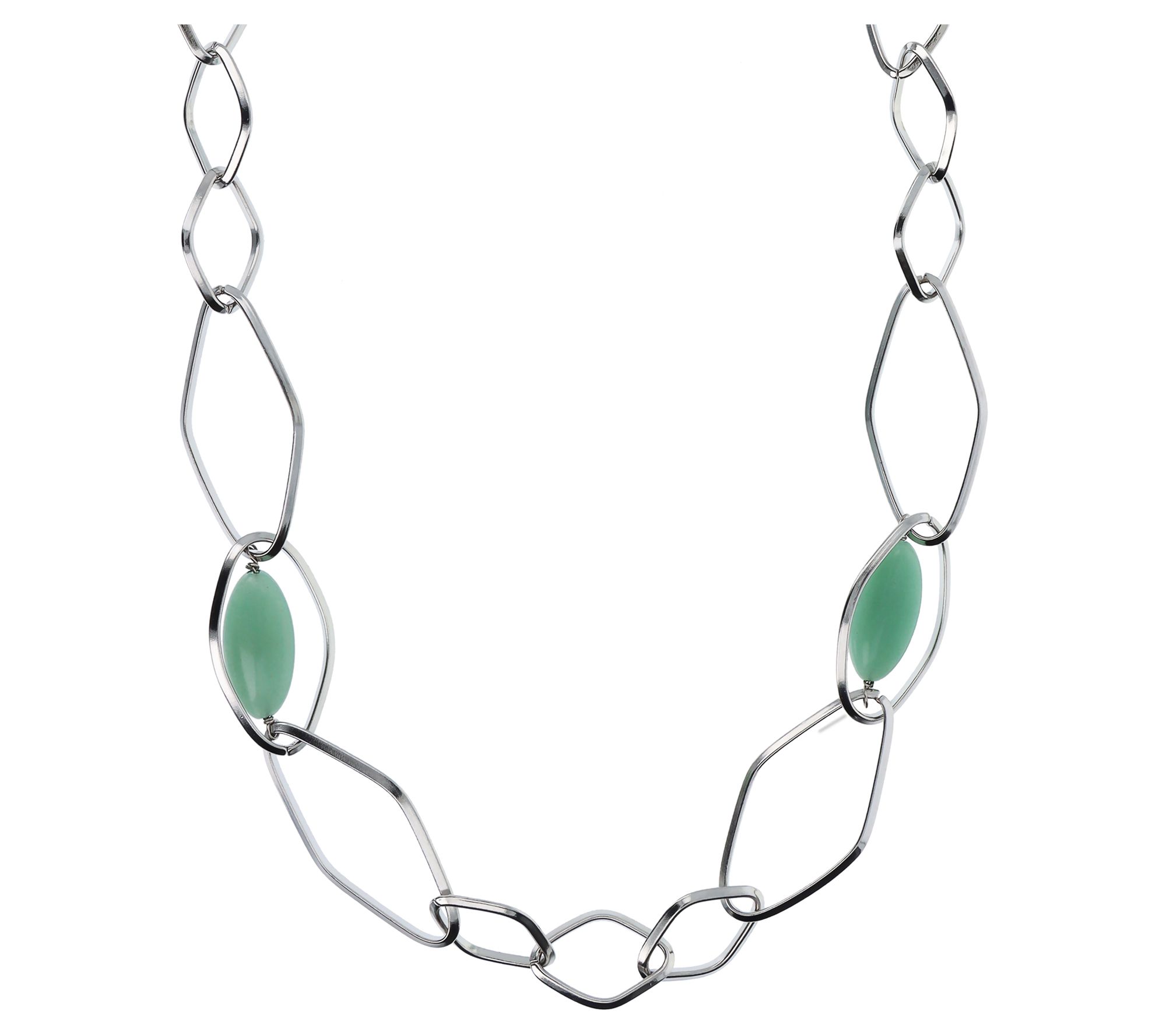Steel by Design 36" Marquise Gemstone Bead Station Necklace