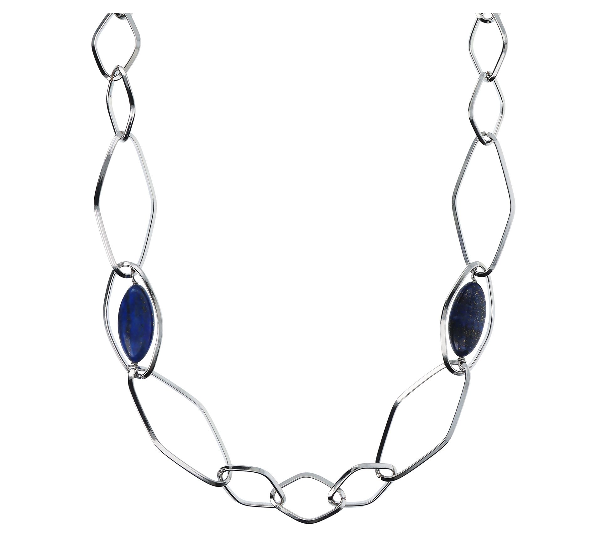 Steel by Design 36" Marquise Gemstone Bead Station Necklace