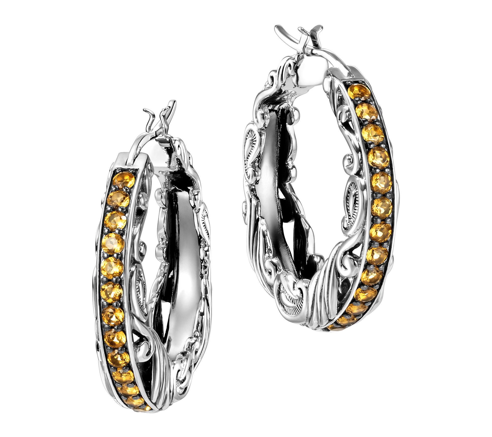 Third Person Creative Soul Gemstone Hoop Earrings, Sterling