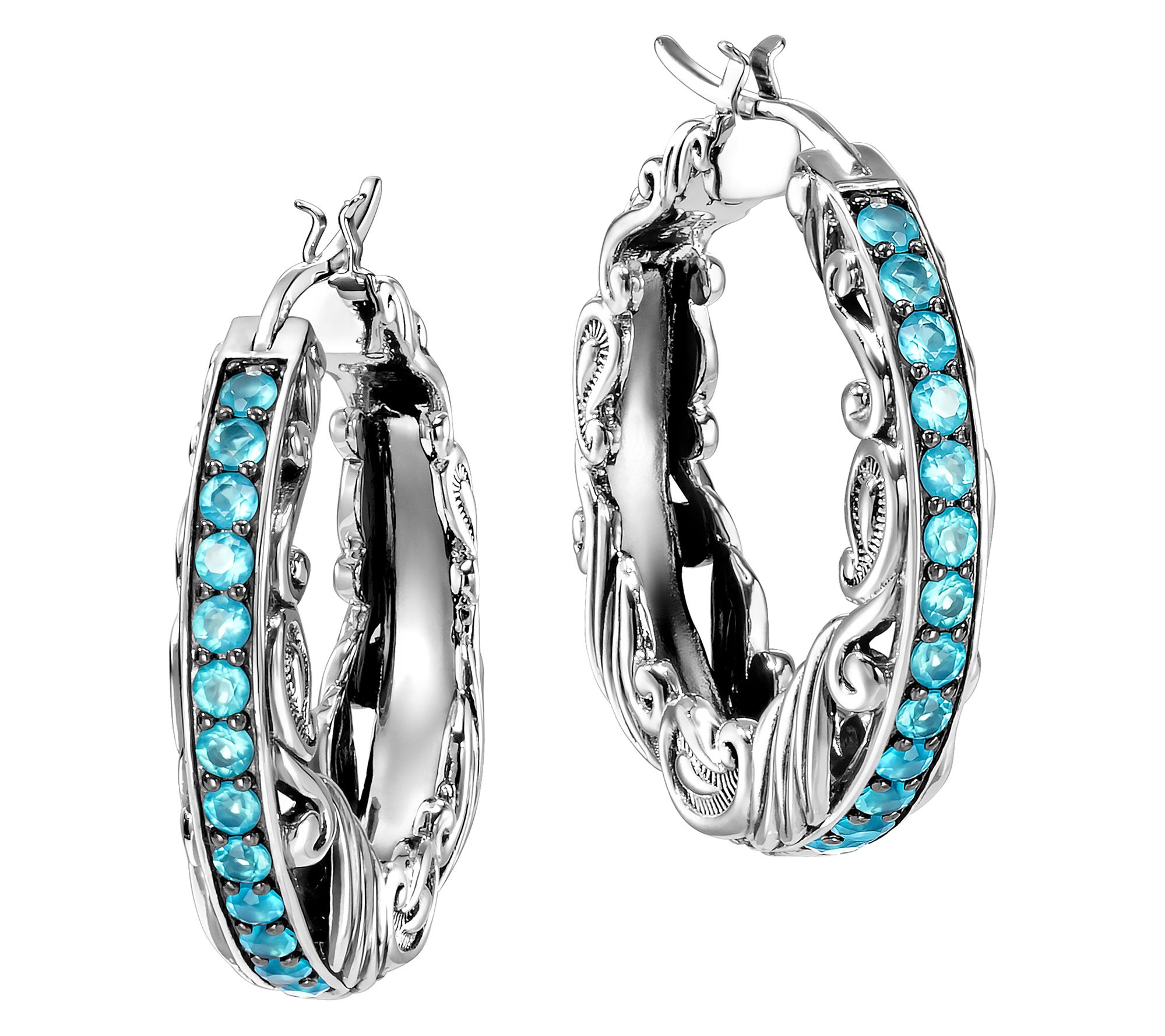 Third Person Creative Soul Gemstone Hoop Earrings, Sterling