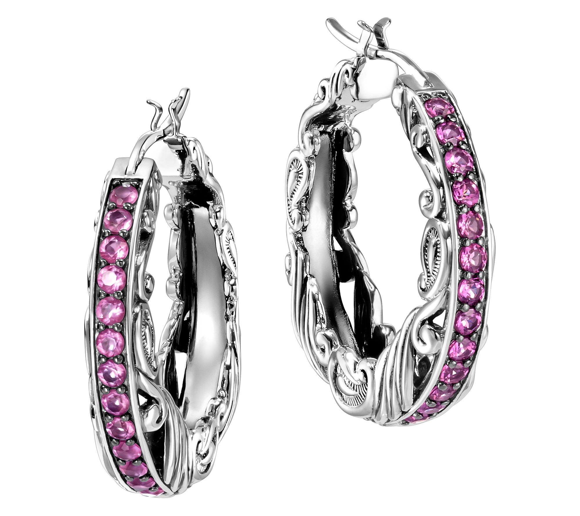 Third Person Creative Soul Gemstone Hoop Earrings, Sterling