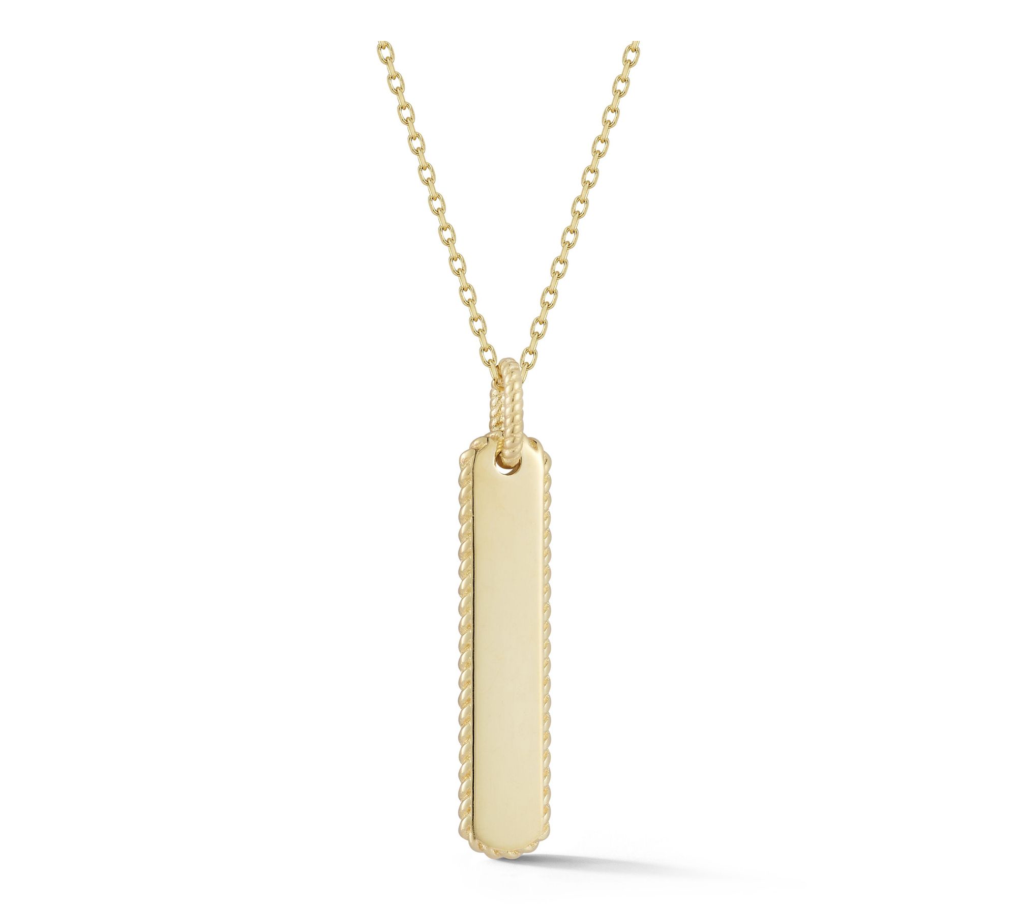 Luminosa Gold Thin Tag Pendant w/ Chain, 14K