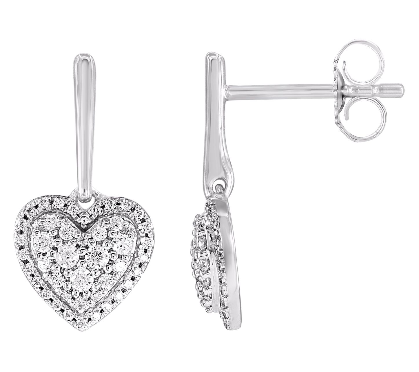 Affinity Diamonds 0.30 cttw Pave Heart Earrings, Sterling
