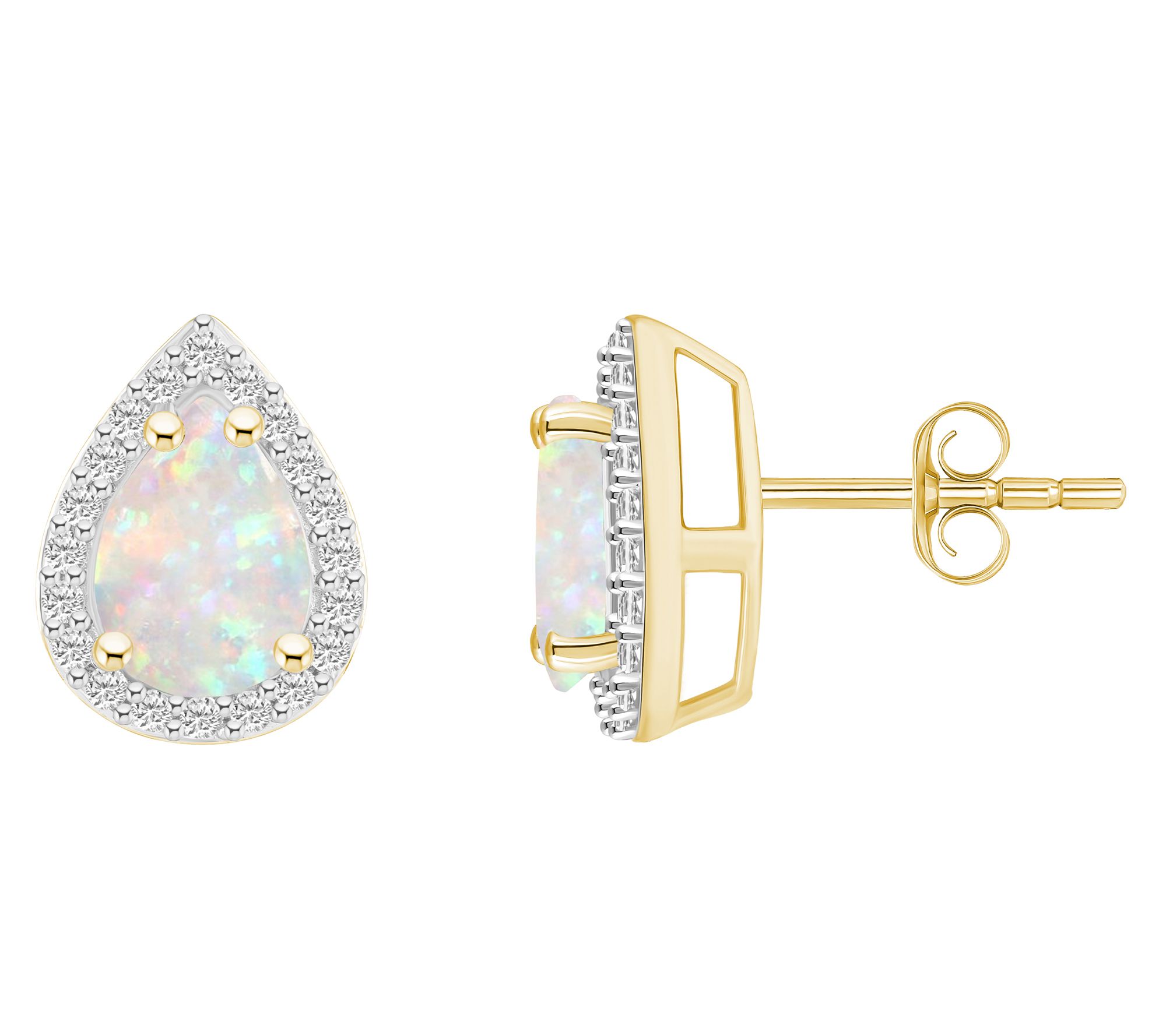 Affinity Gems Pear Created Gemstone Halo Stud Earrings, 10K