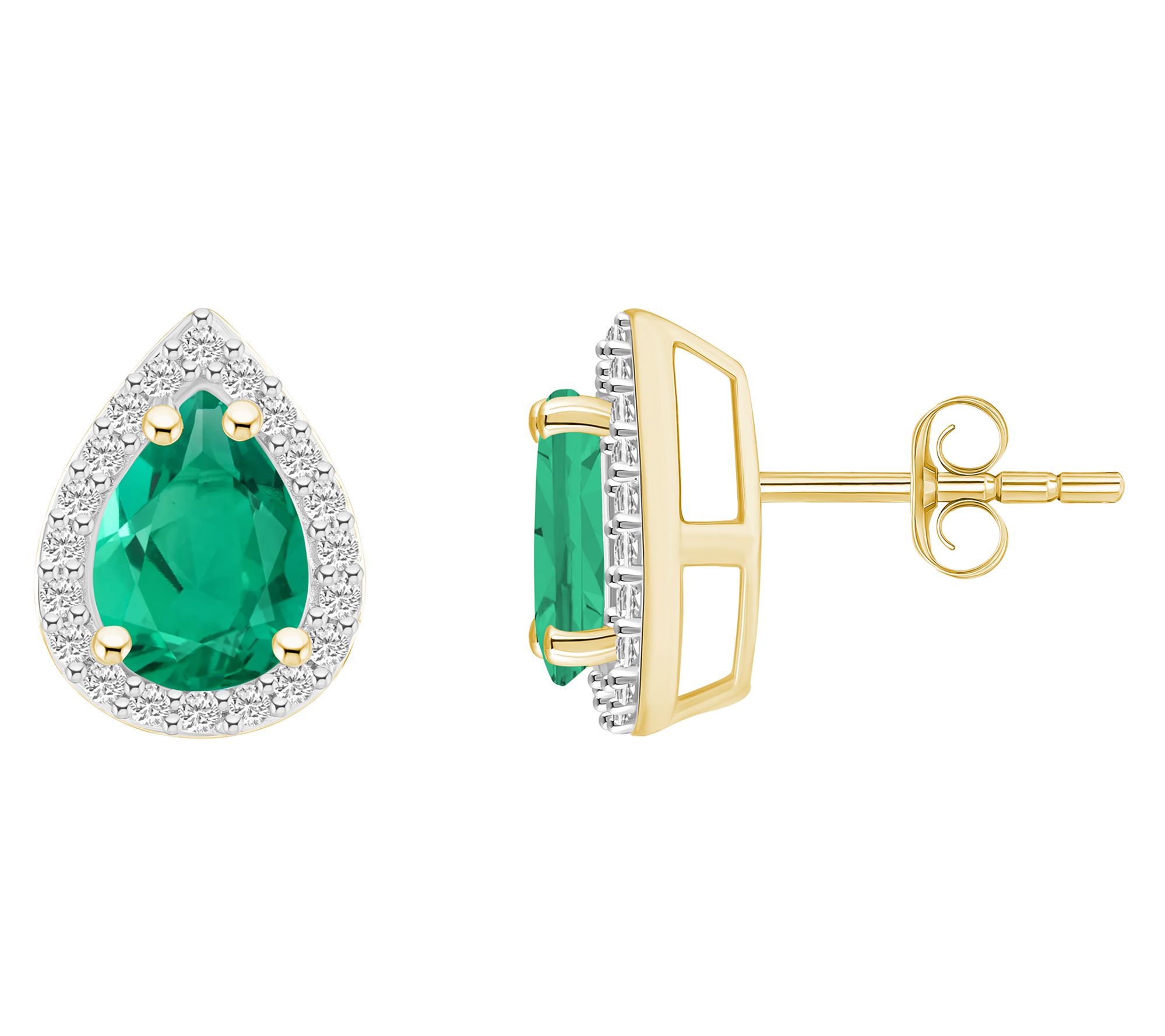 Affinity Gems Pear Created Gemstone Halo Stud Earrings, 10K