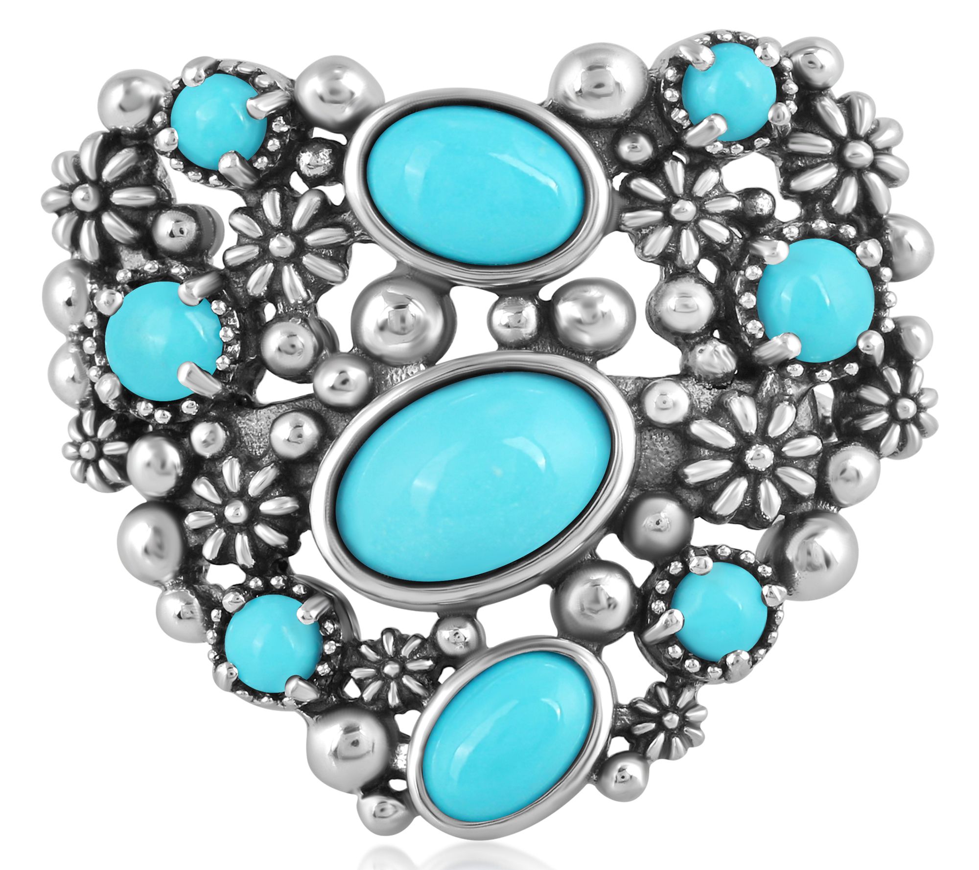 American West Sterling Sleeping Beauty Turquoise Heart Ring