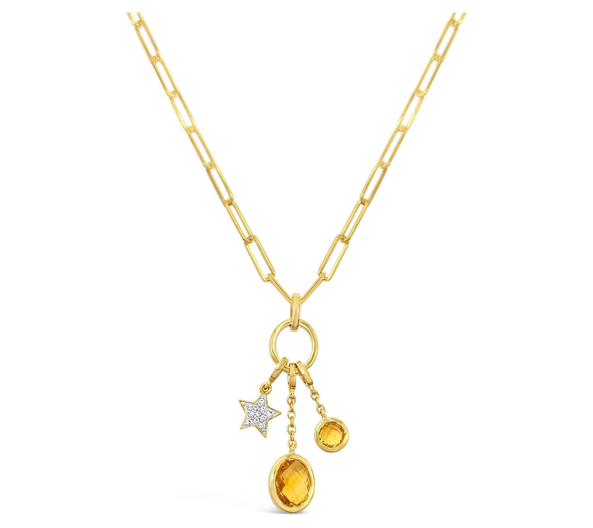 Ariva 18K Gold Clad Multi-Gemstone Star Charm Necklace