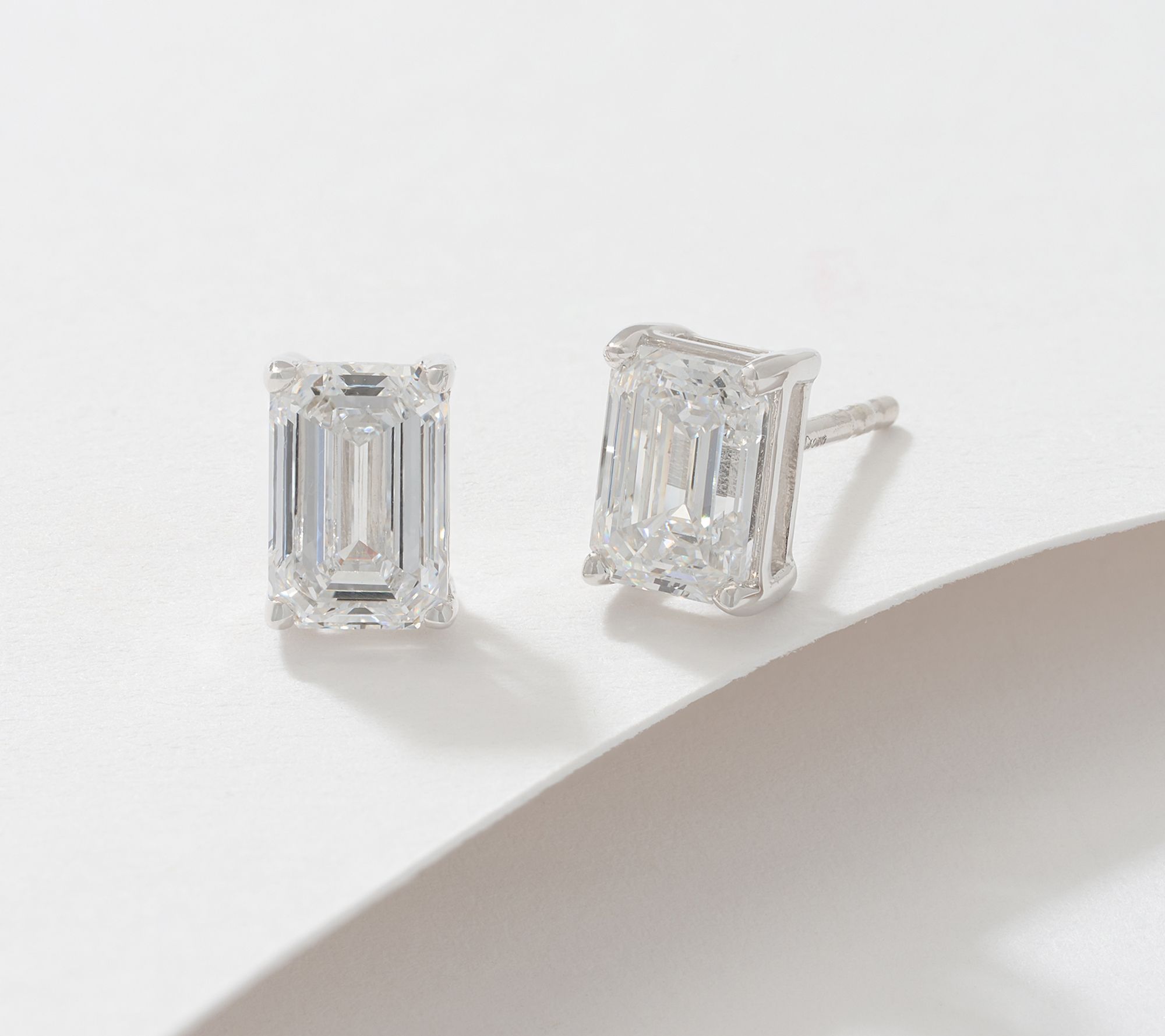Fire Light Lab Grown Diamond 2.00 cttw Emerald Cut Studs, 14K