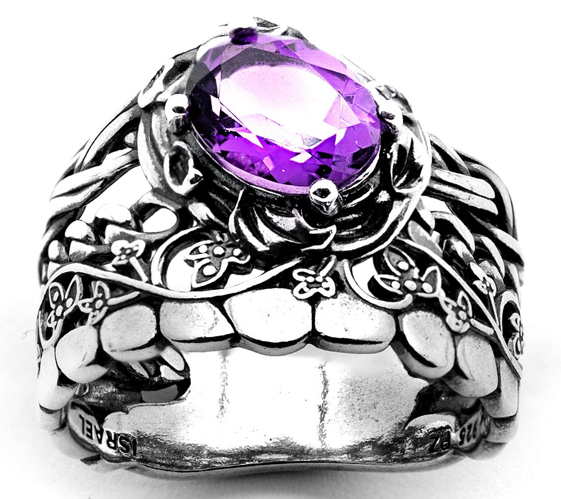 Or Paz  Sterling Silver Textured Gemstone Ring