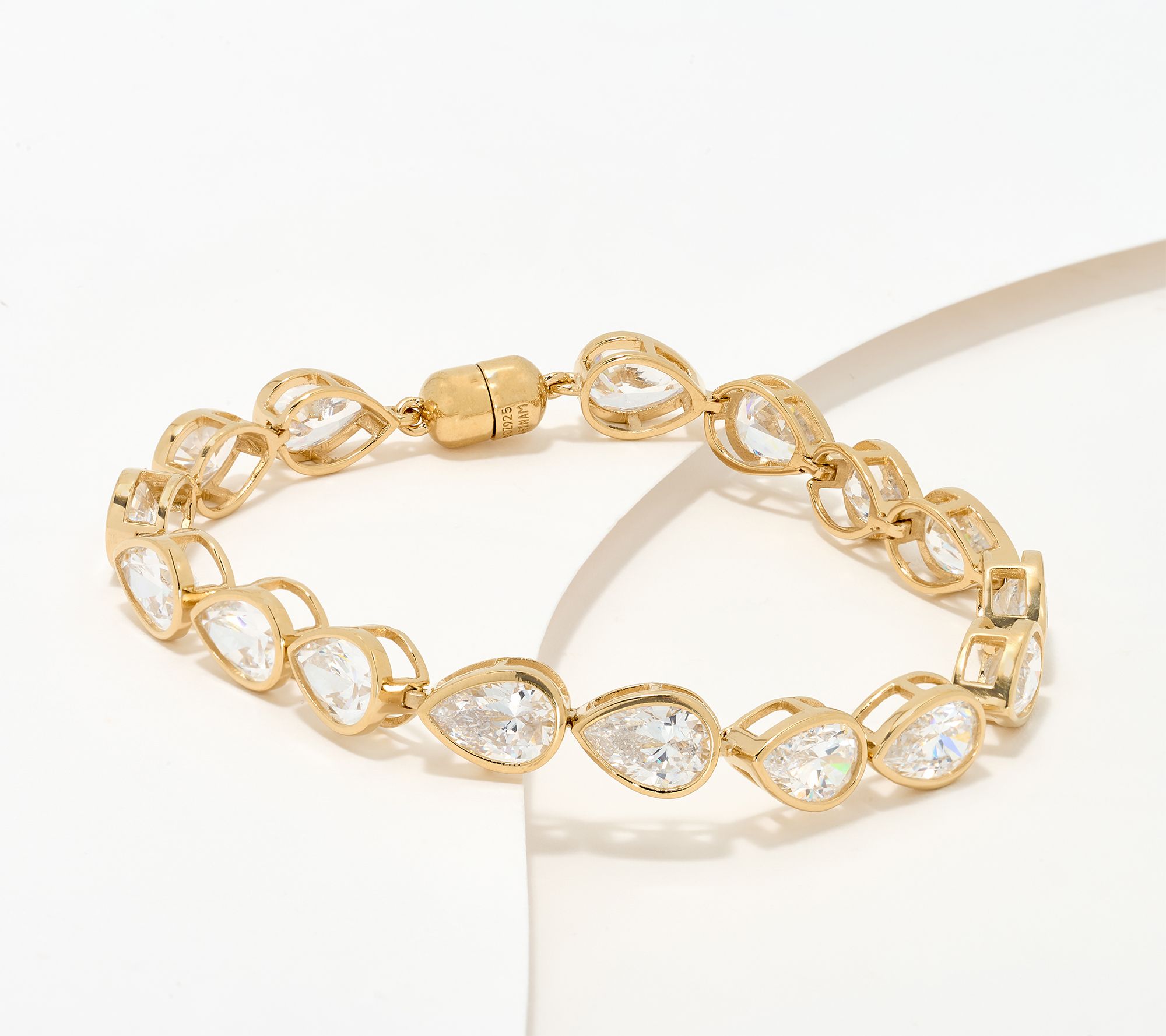  Diamonique Classics Pear Bezel Set Tennis Bracelet, Sterl