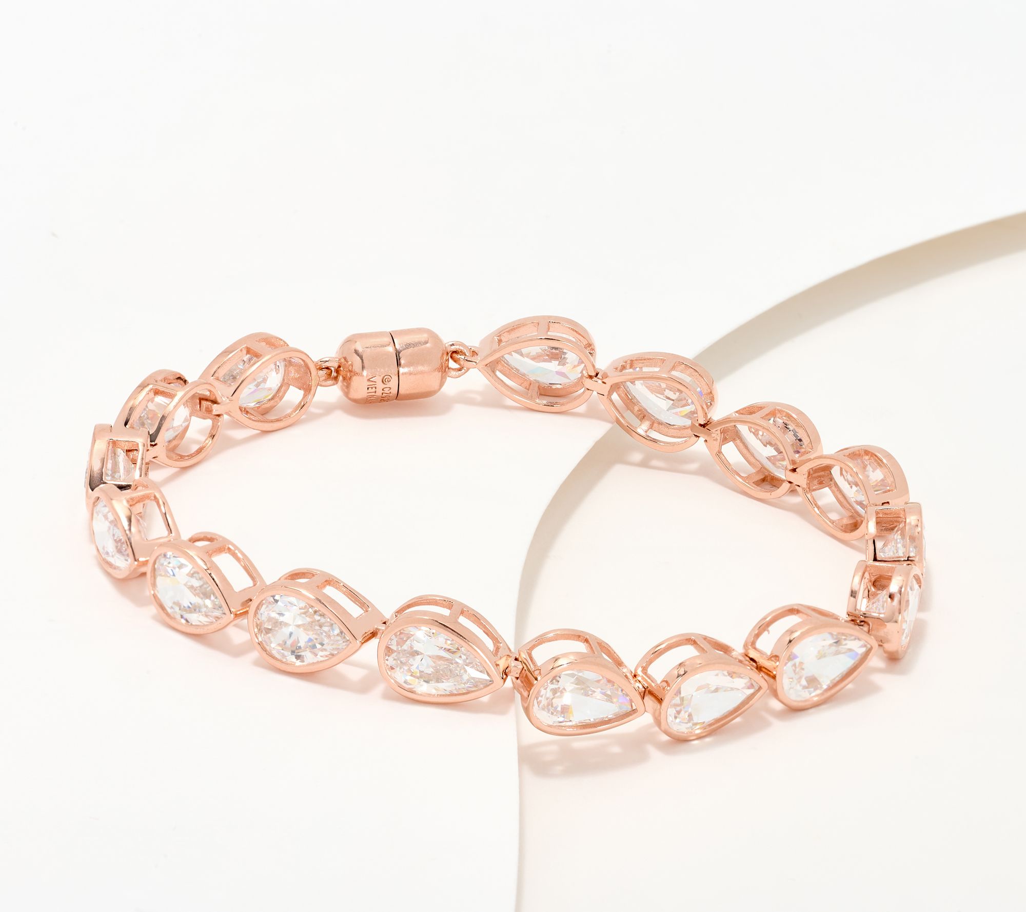 Diamonique Classics Pear Bezel Set Tennis Bracelet, Sterl