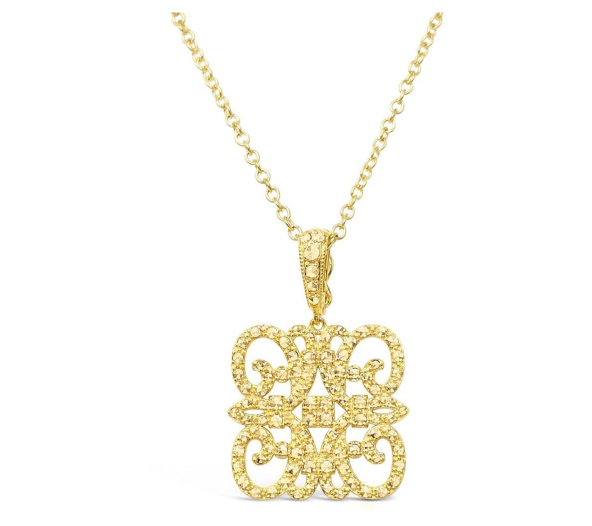 Dallas Prince 14K Gold Clad Chrome Marcasite Plaza Necklace