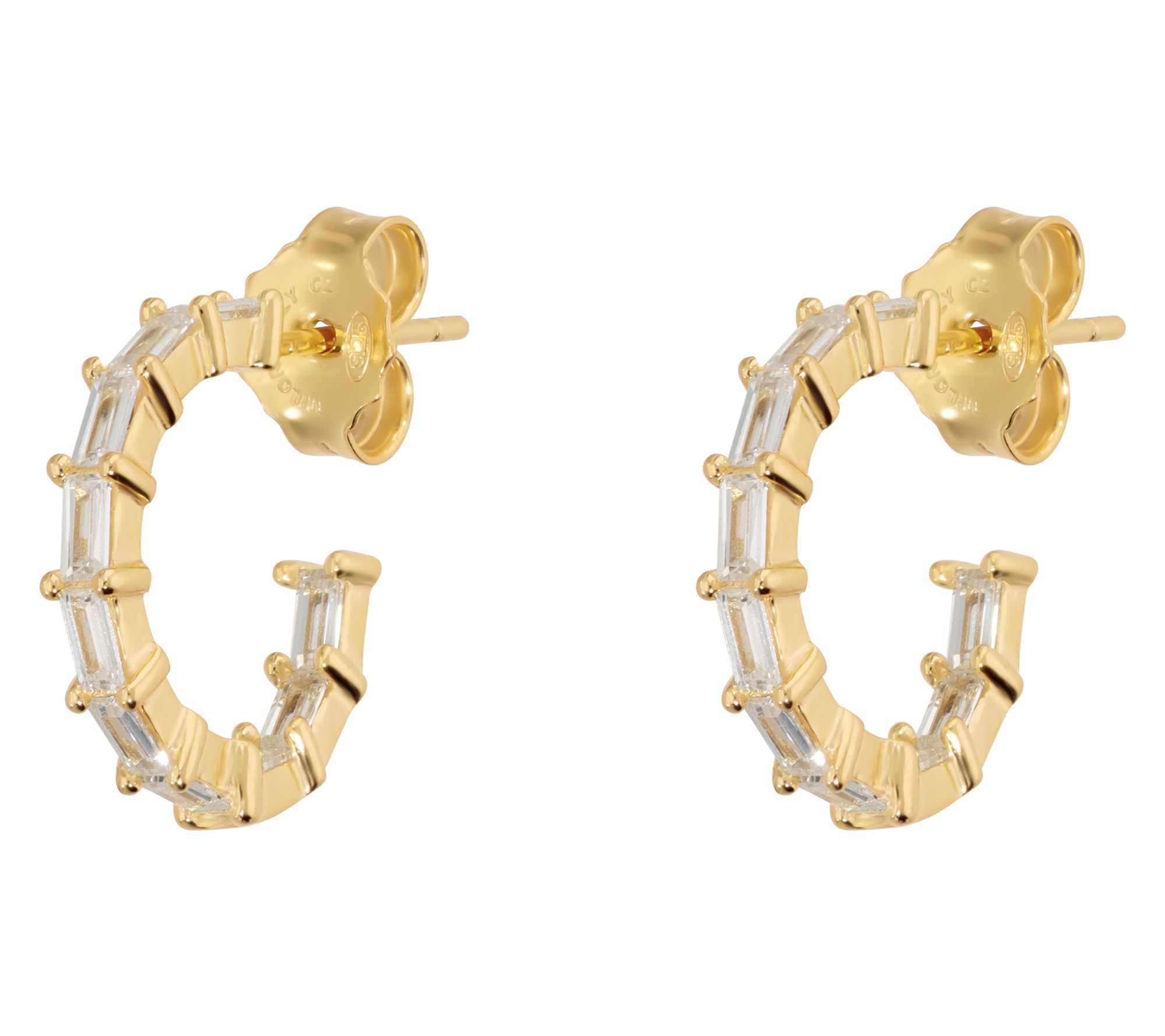 Diamonique 5/8" Hoop Earrings, Sterling Silver