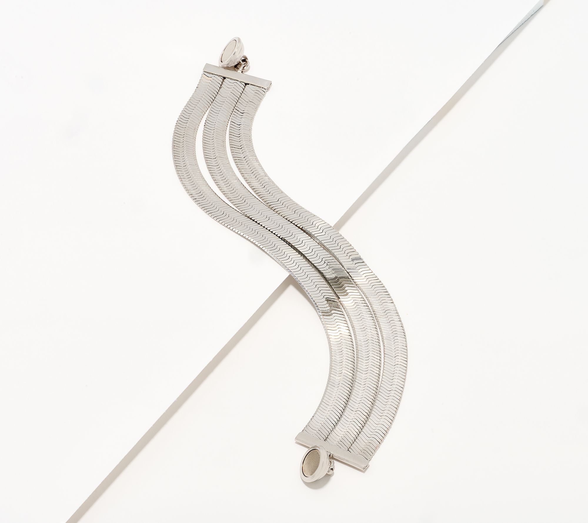 "As Is" David Markstein Bronze 3-Row Herringbone Bracelet