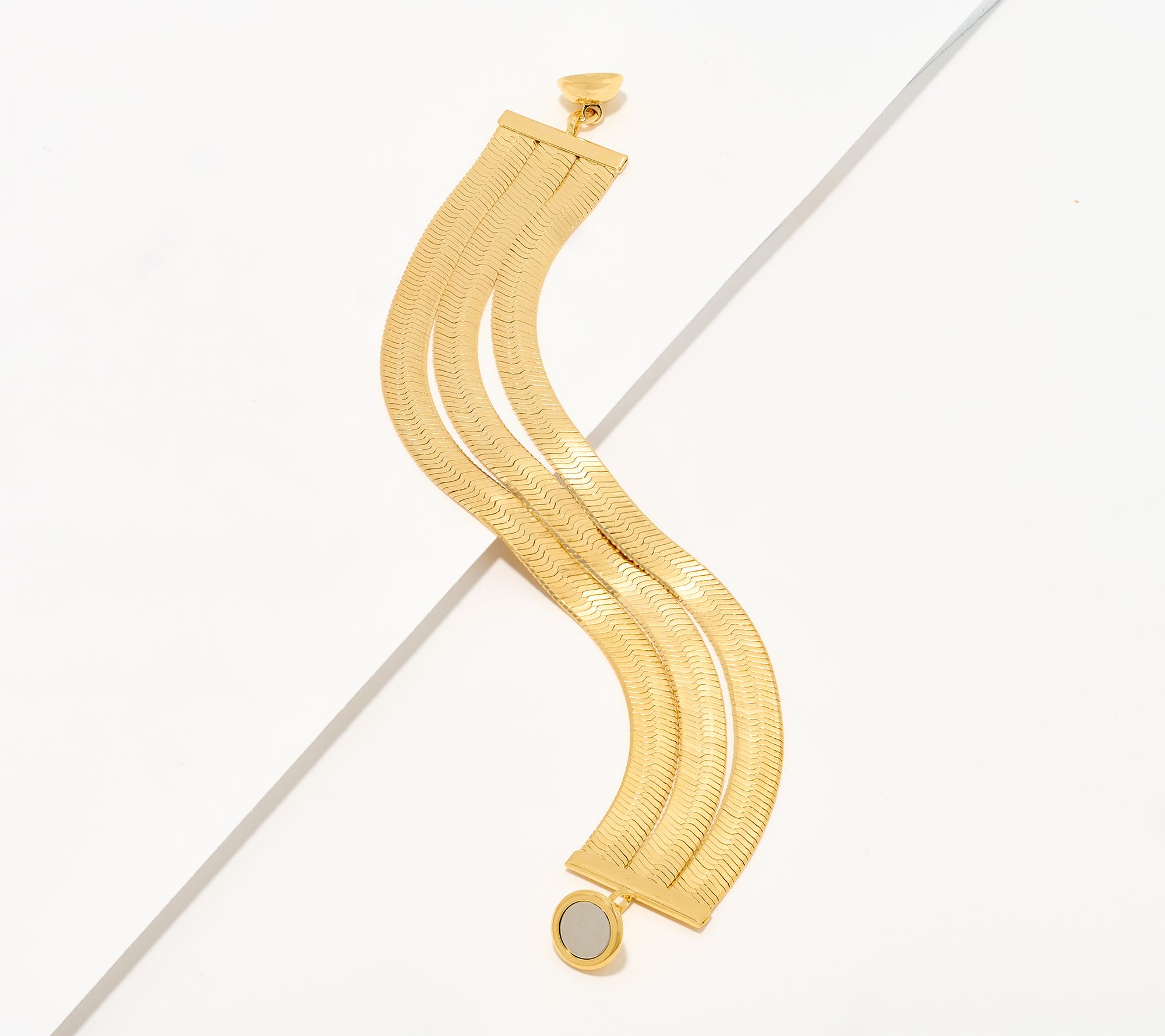 "As Is" David Markstein Bronze 3-Row Herringbone Bracelet