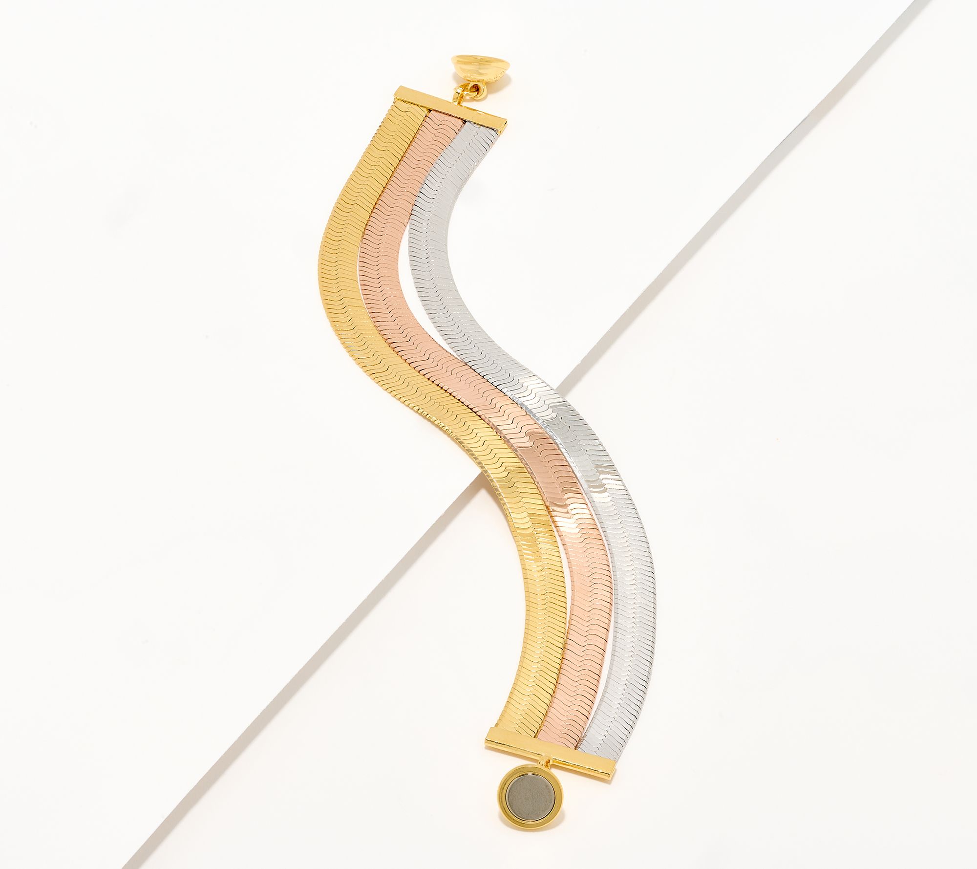 "As Is" David Markstein Bronze 3-Row Herringbone Bracelet