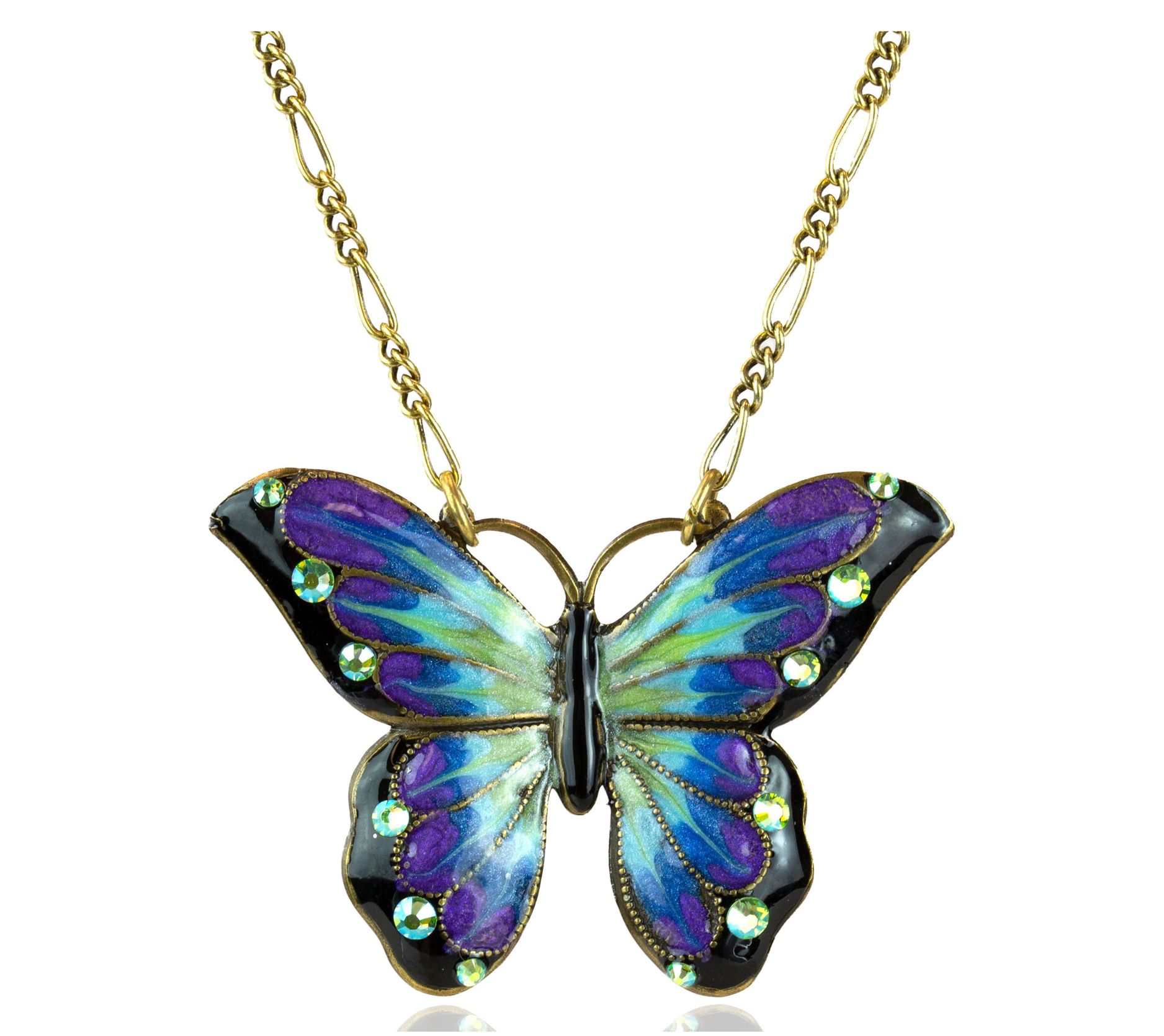 Anne Koplik Violetta Enamel & Crystal ButterflyNecklace