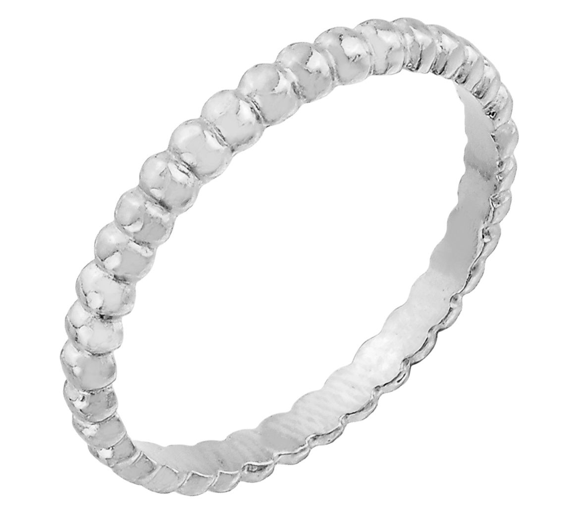 Silver Style High Polished Beaded Band Ring, Sterling