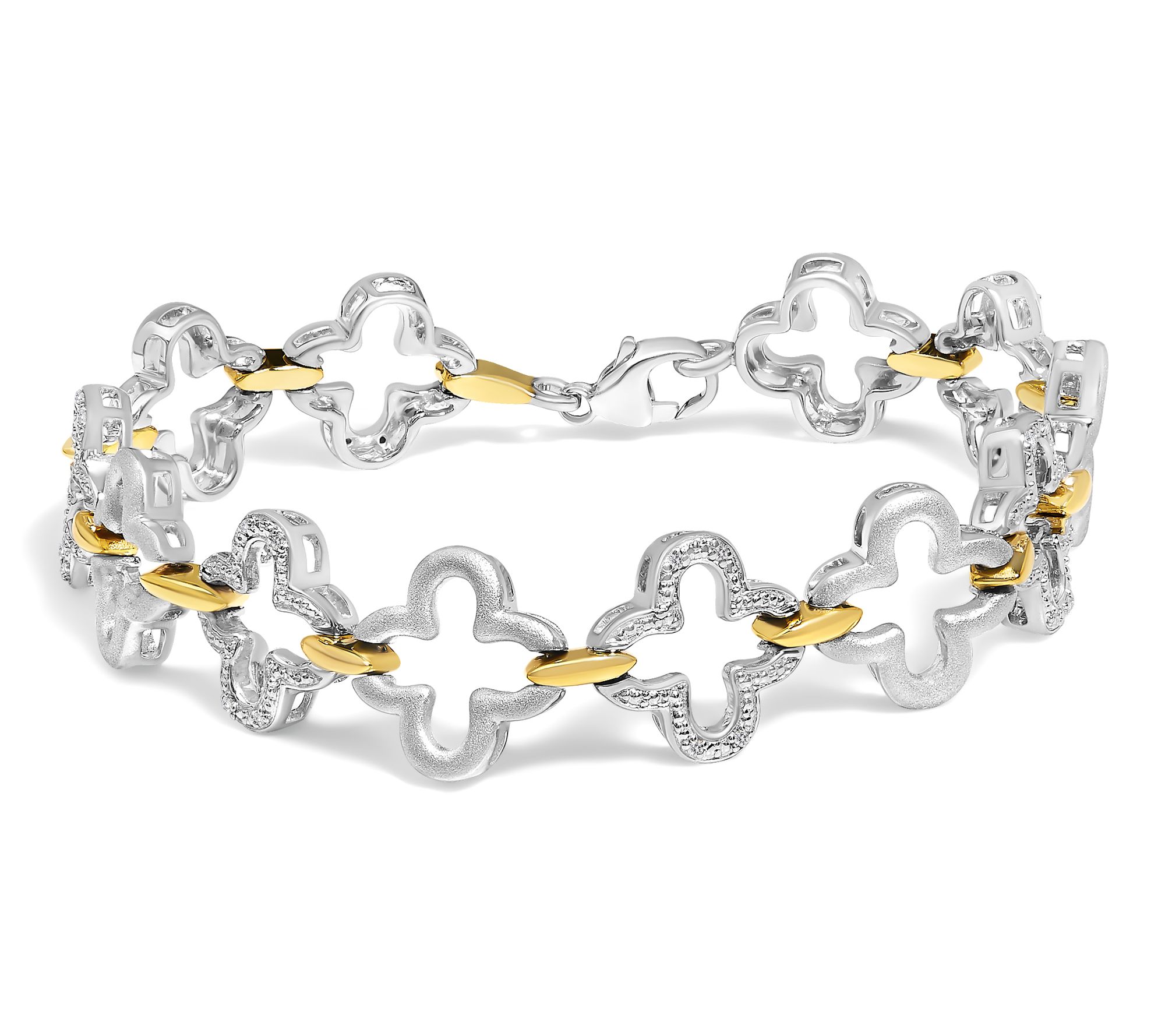 Haus of Brilliance Two-Tone Diamond Tennis Bracelet, Sterling