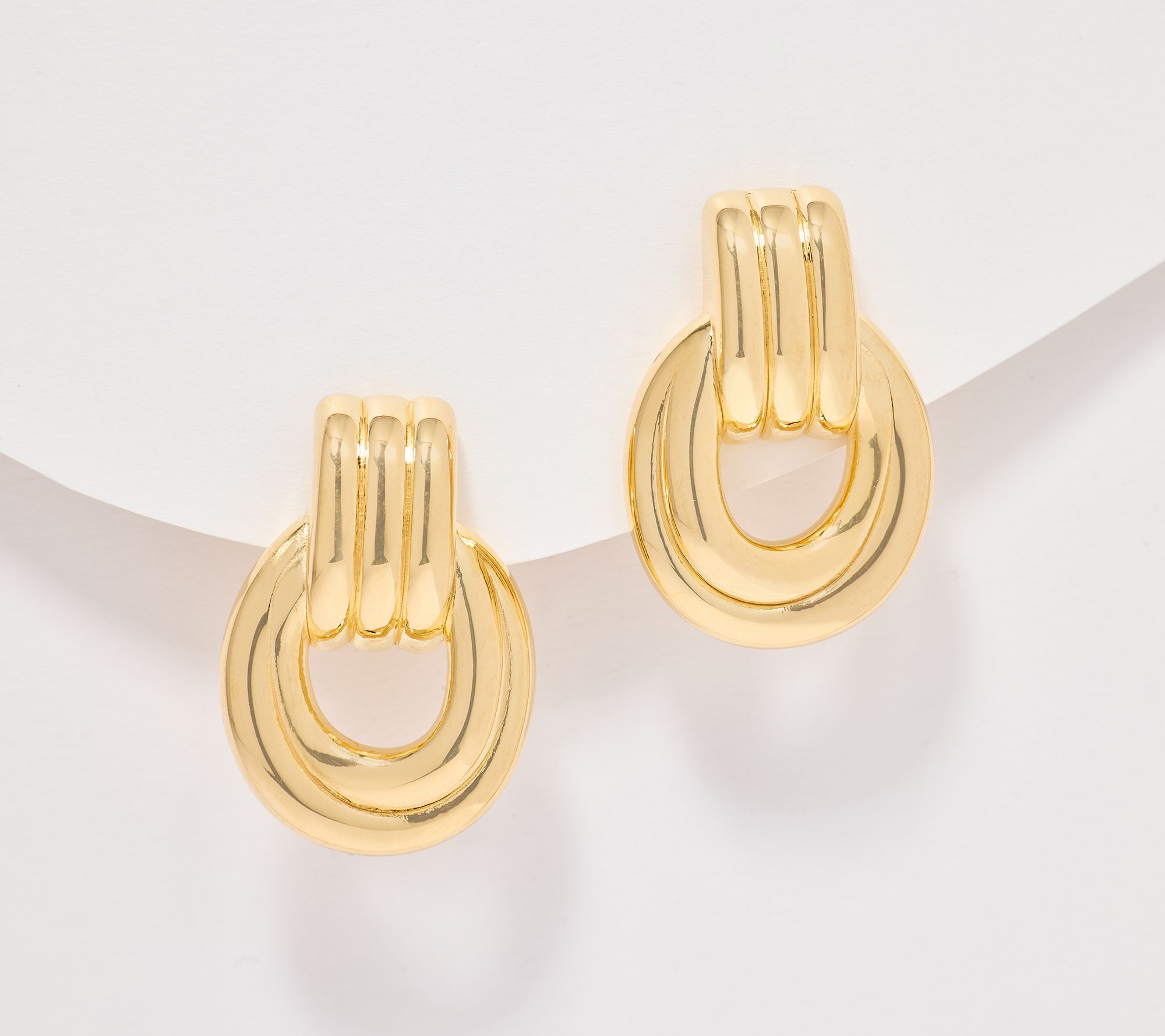 UltraFine 950 Silver Ribbed Door Knocker Earrings