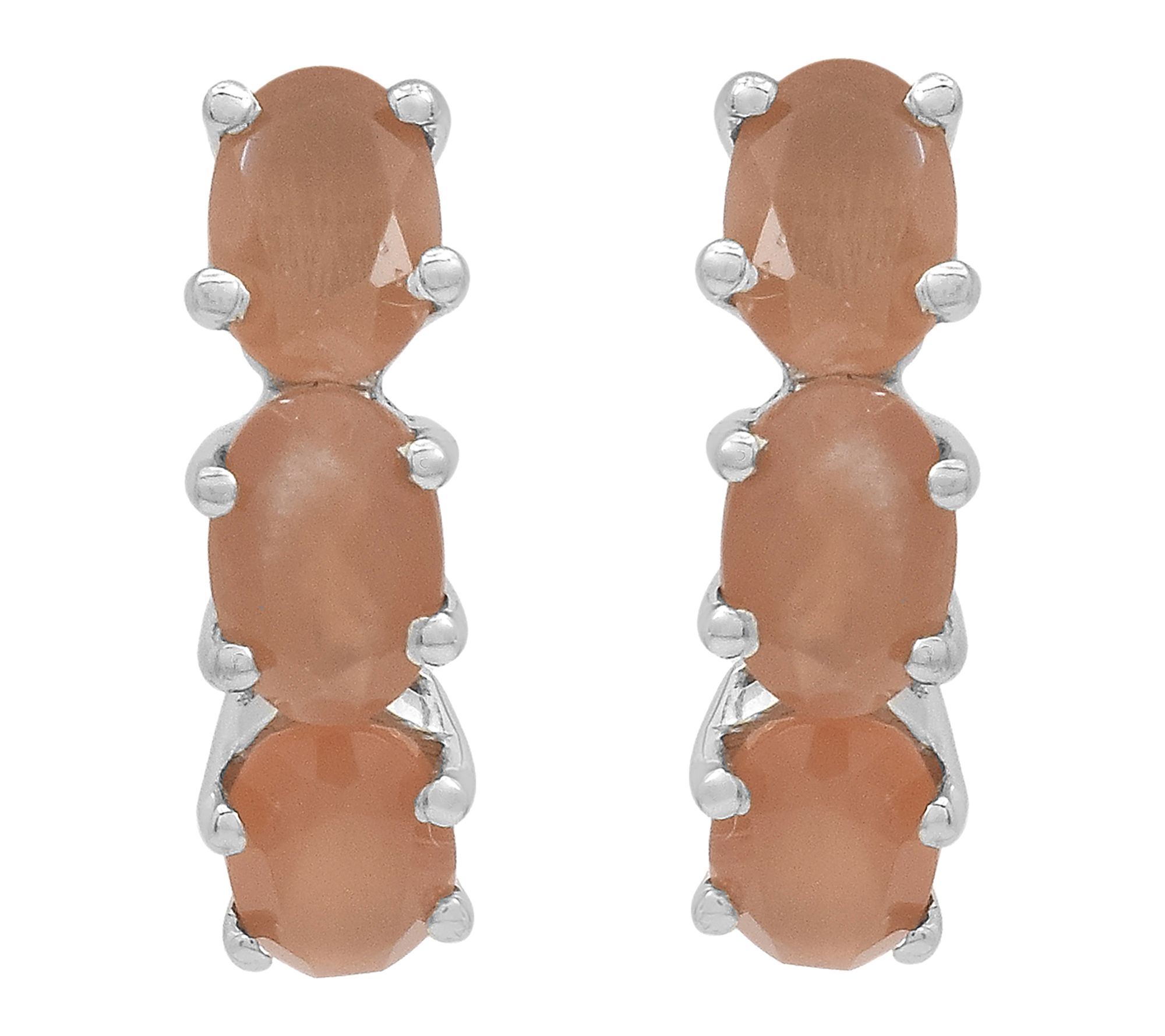 Affinity Gems Pink Moonstone Platinum Plated Studs, Sterling