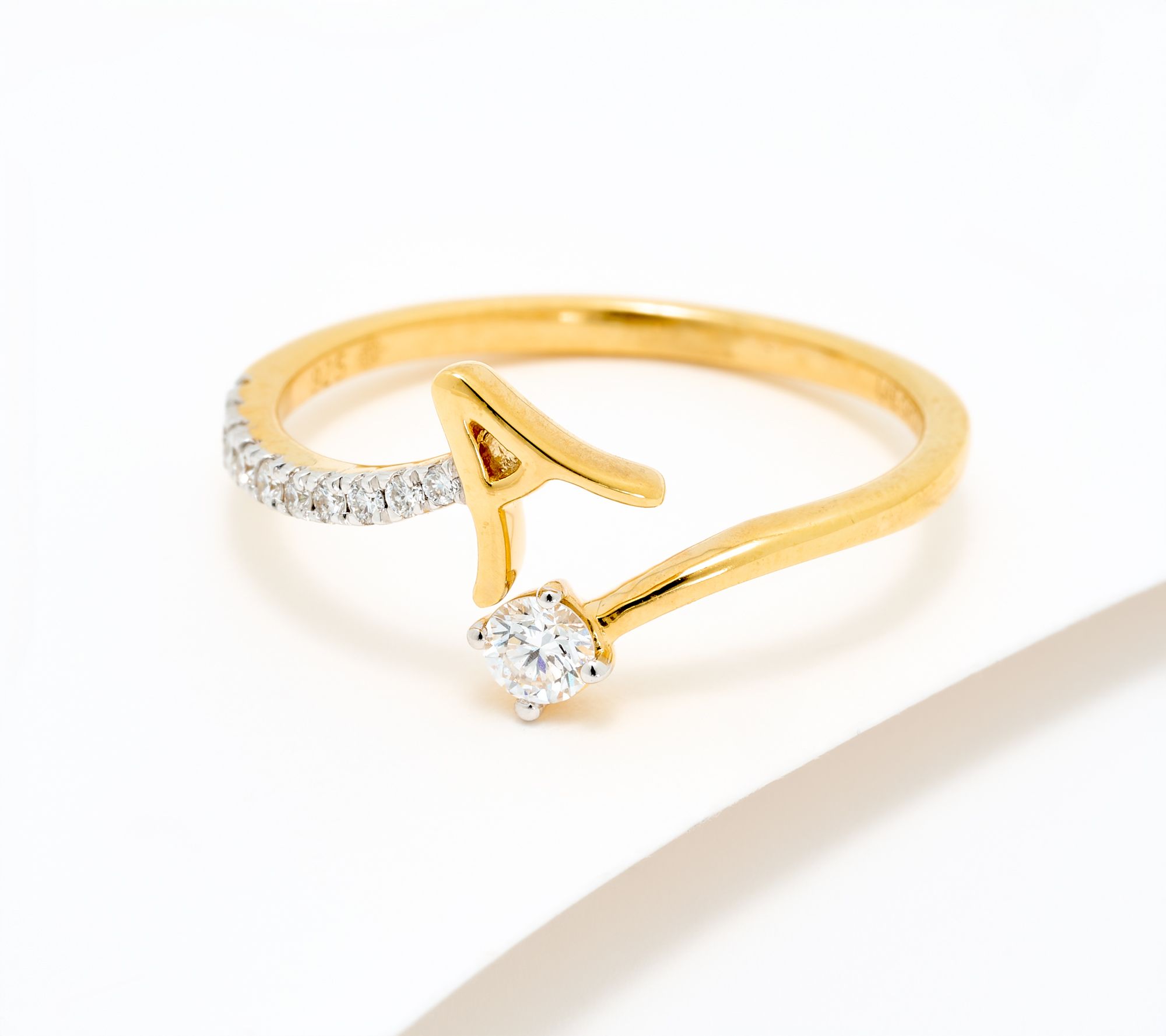 Fire Light Lab Grown Diamond 0.25 cttw Yellow Initial Ring