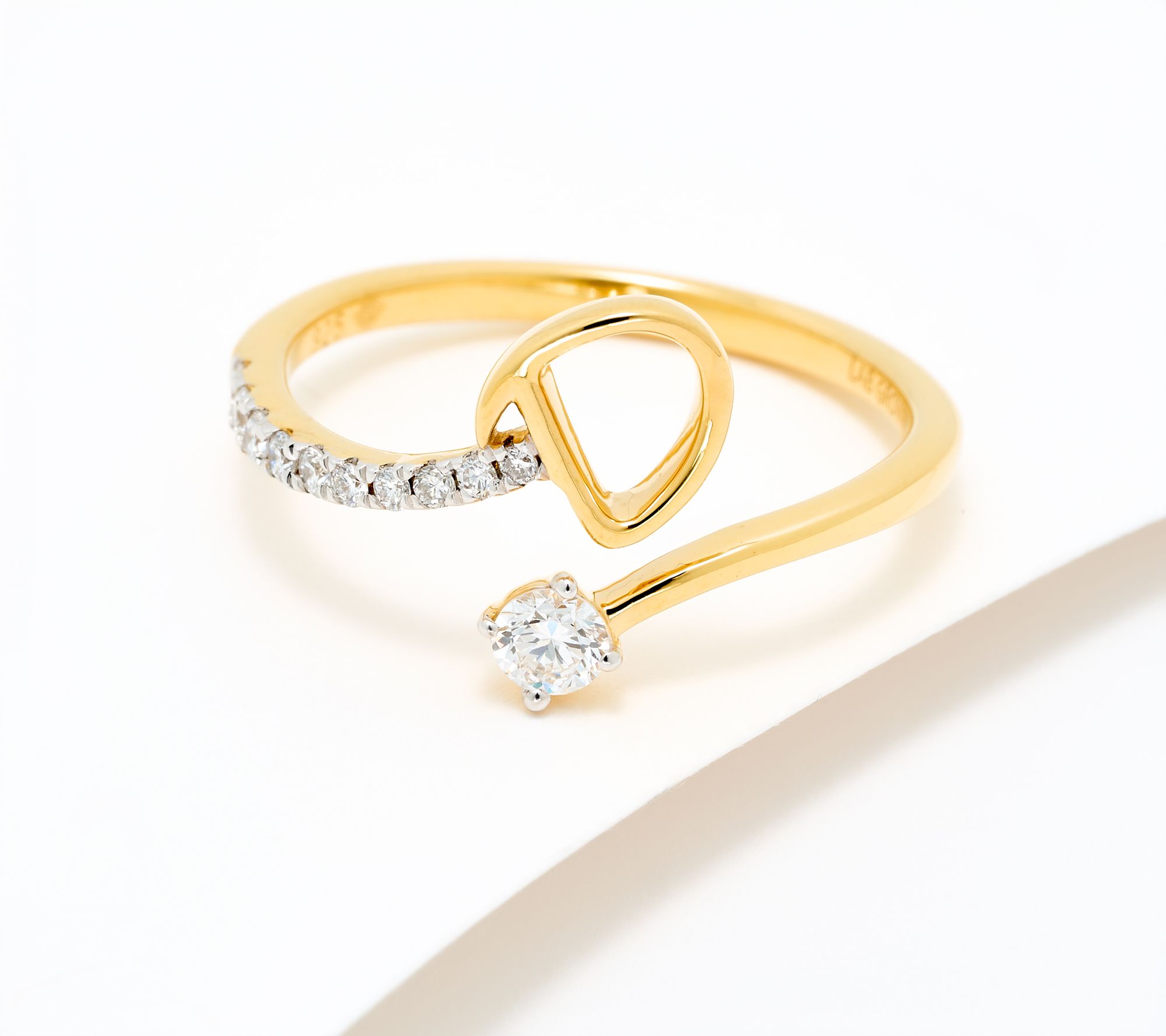 Fire Light Lab Grown Diamond 0.25 cttw Yellow Initial Ring