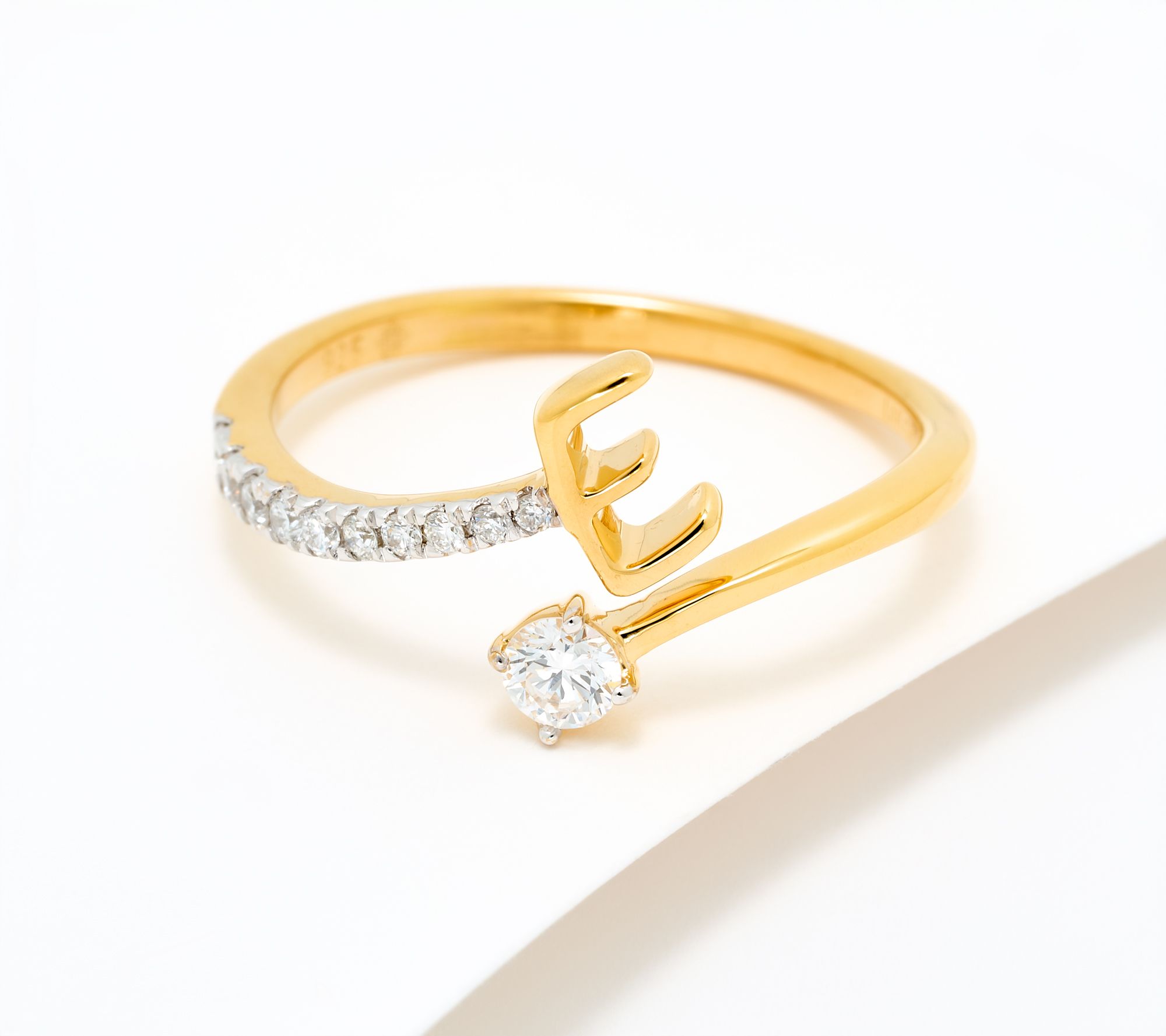 Fire Light Lab Grown Diamond 0.25 cttw Yellow Initial Ring