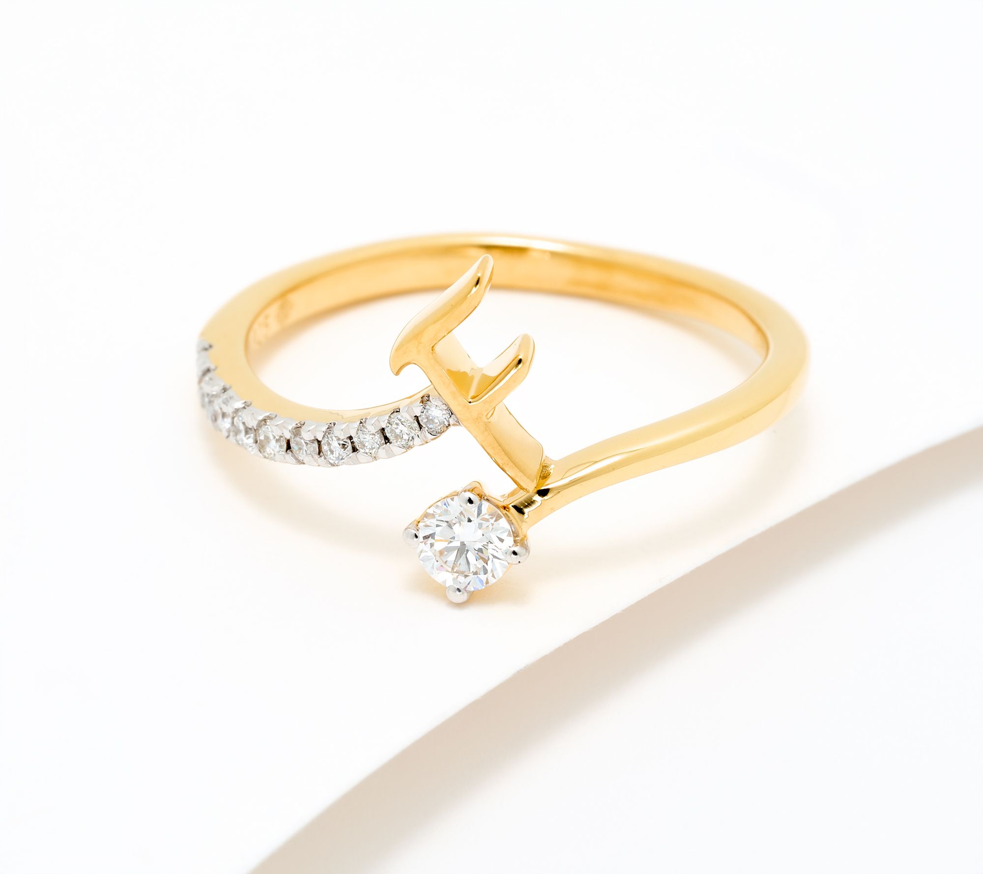 Fire Light Lab Grown Diamond 0.25 cttw Yellow Initial Ring