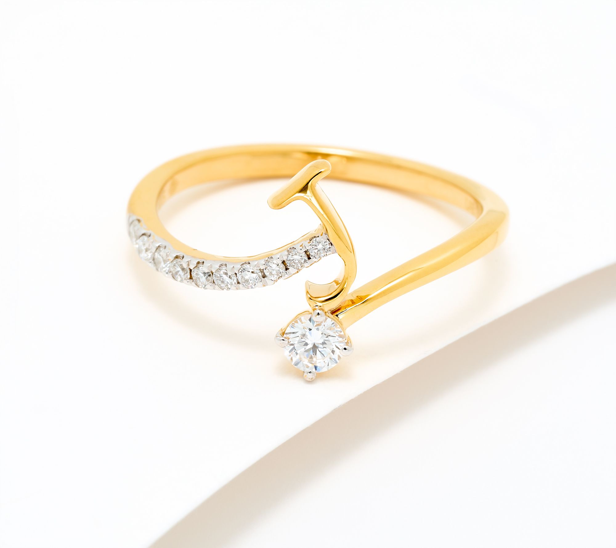 Fire Light Lab Grown Diamond 0.25 cttw Yellow Initial Ring