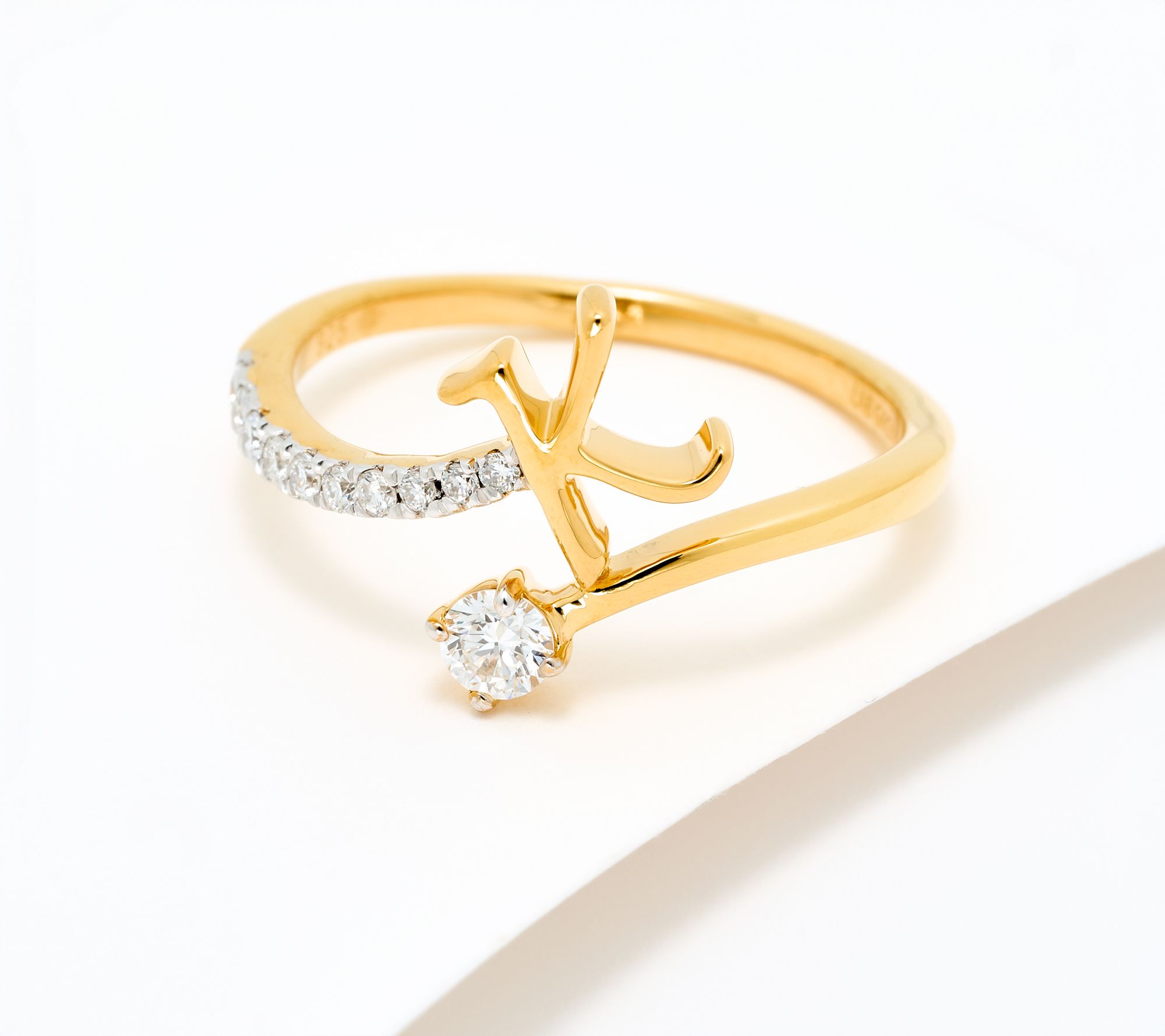 Fire Light Lab Grown Diamond 0.25 cttw Yellow Initial Ring