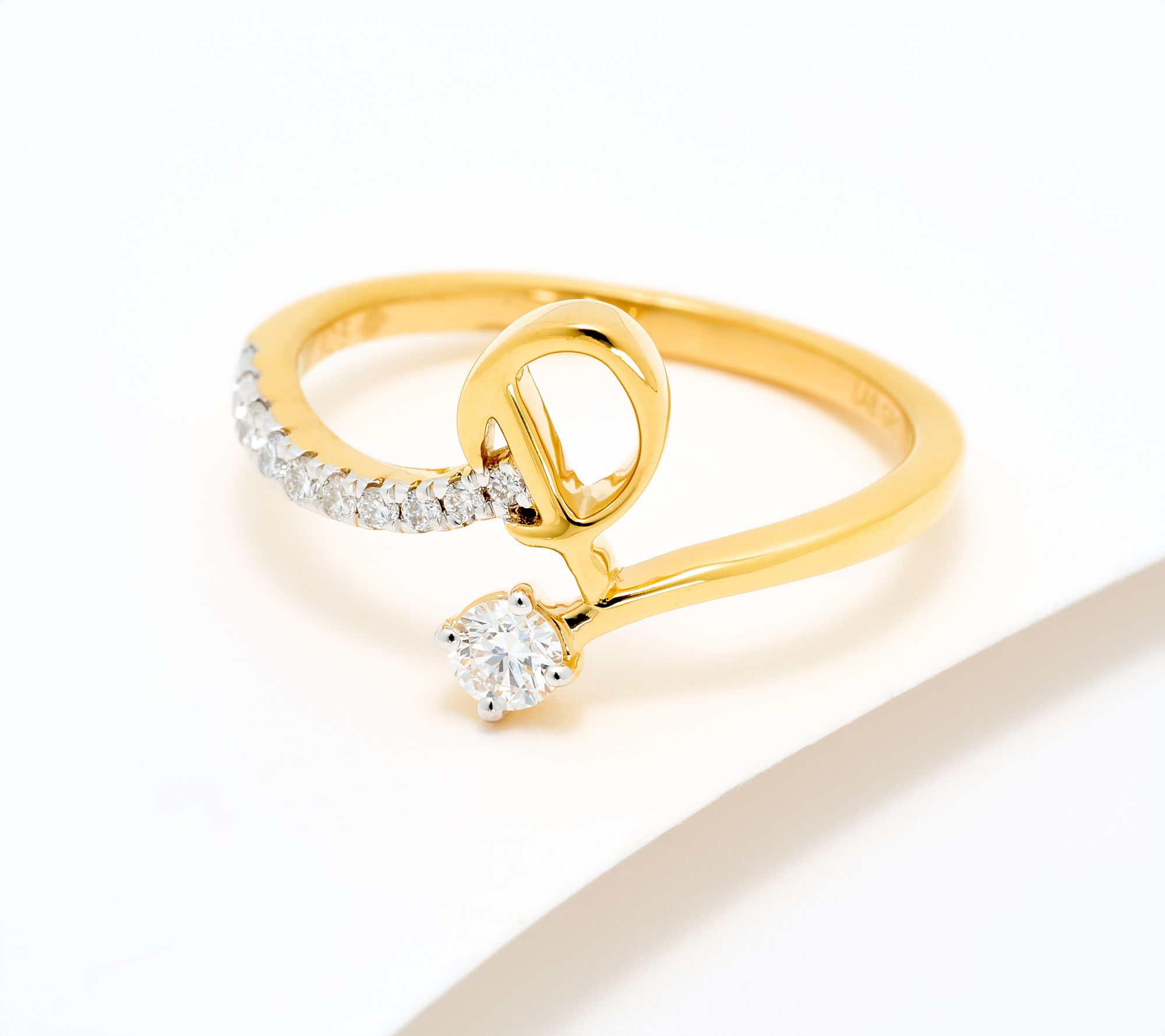 Fire Light Lab Grown Diamond 0.25 cttw Yellow Initial Ring