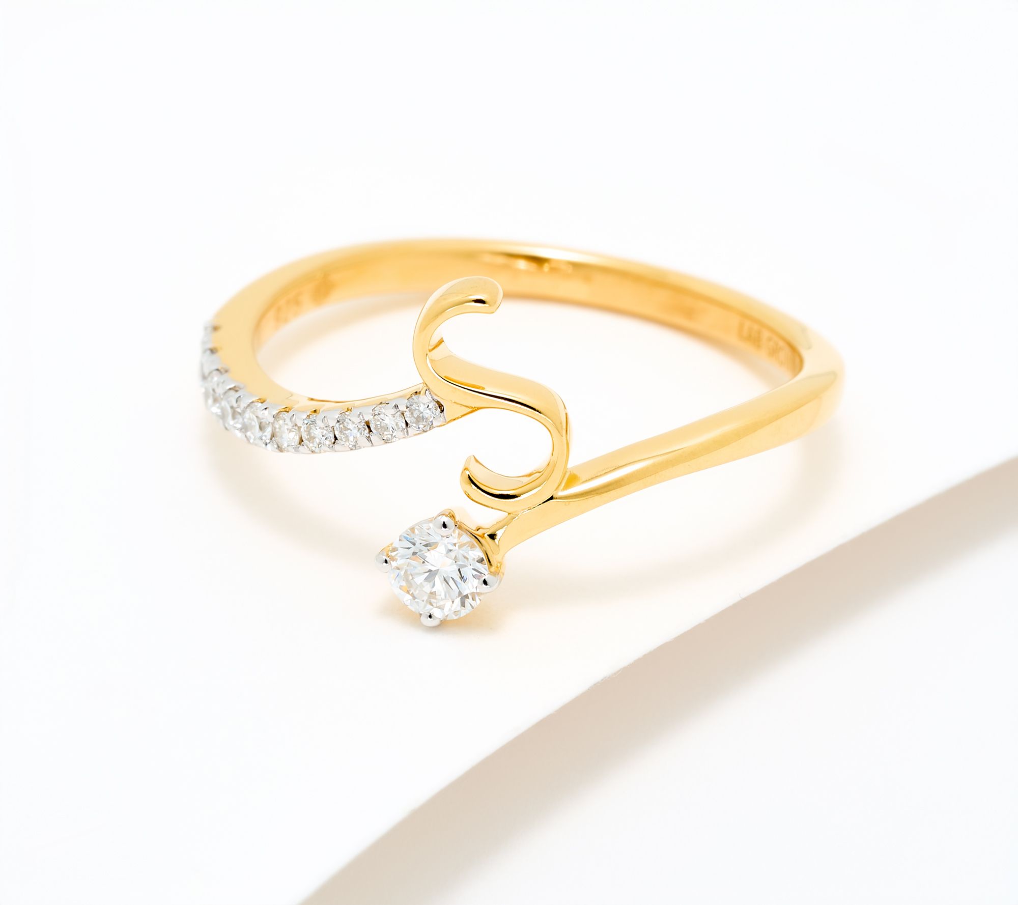 Fire Light Lab Grown Diamond 0.25 cttw Yellow Initial Ring