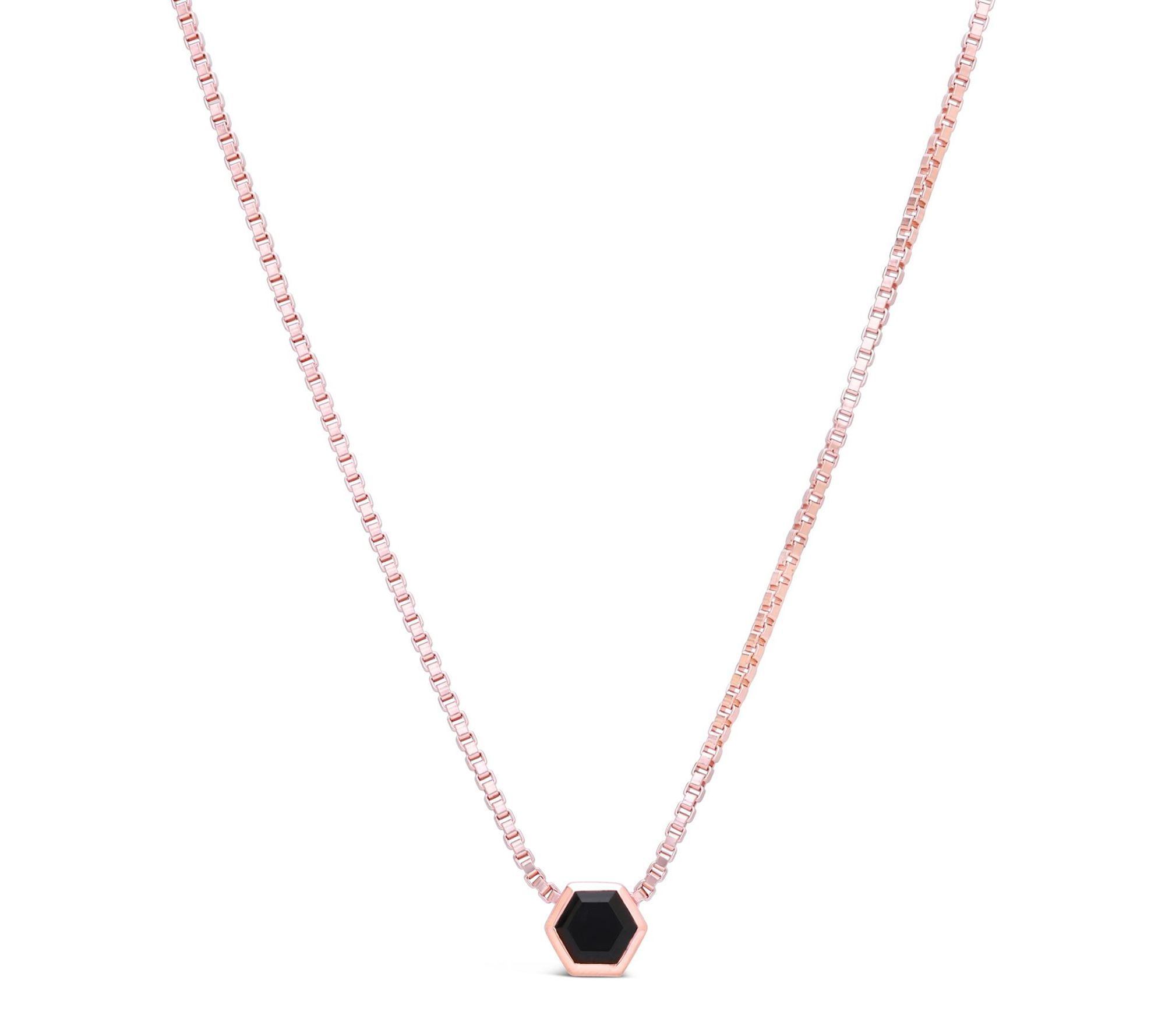Goddaughters 14K Rose Gold Clad Hexagon Onyx Necklace