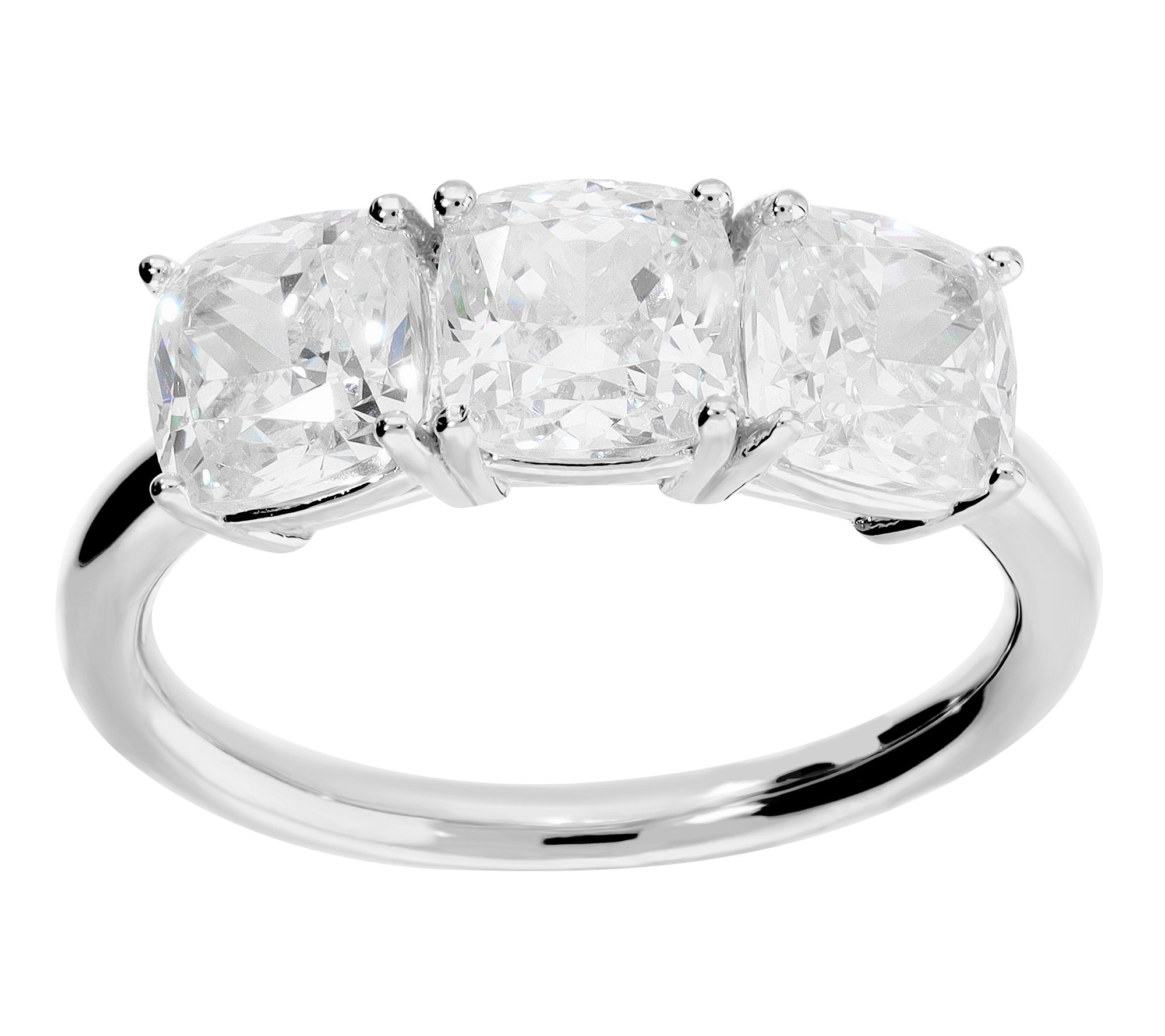 Diamonique Italia Trilogy Ring, Sterling Silver