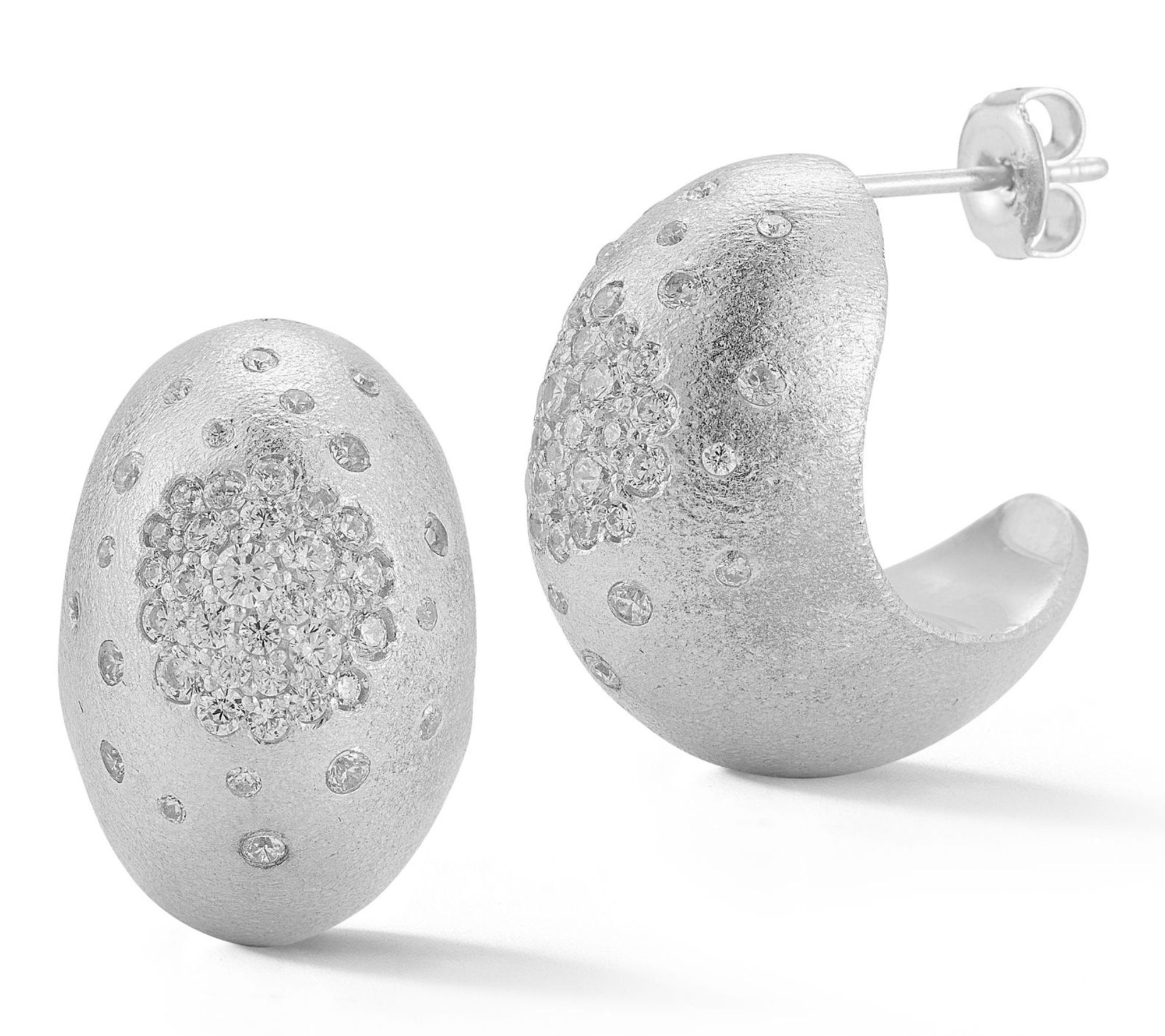 Sterlina Silver Cluster Satin Round Hoop Earrings, Sterling