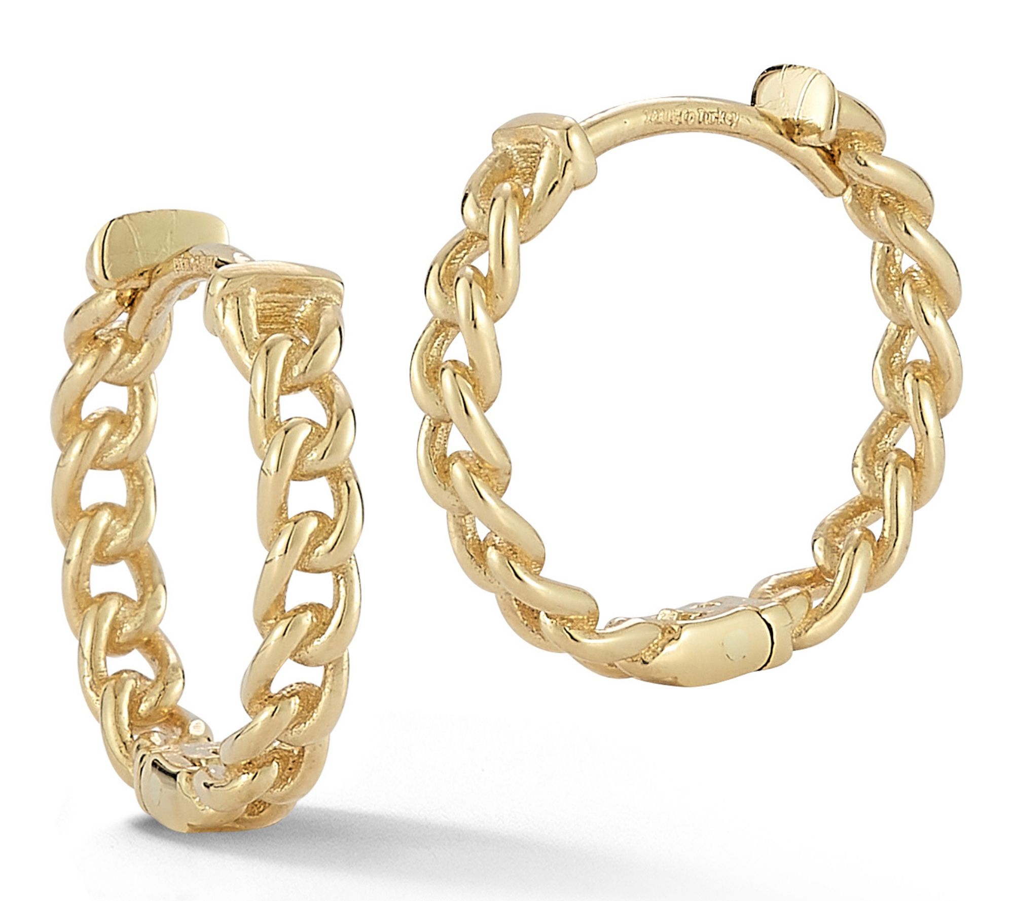 Luminosa Gold Round Curb Chain Hoop Earrings, 14K