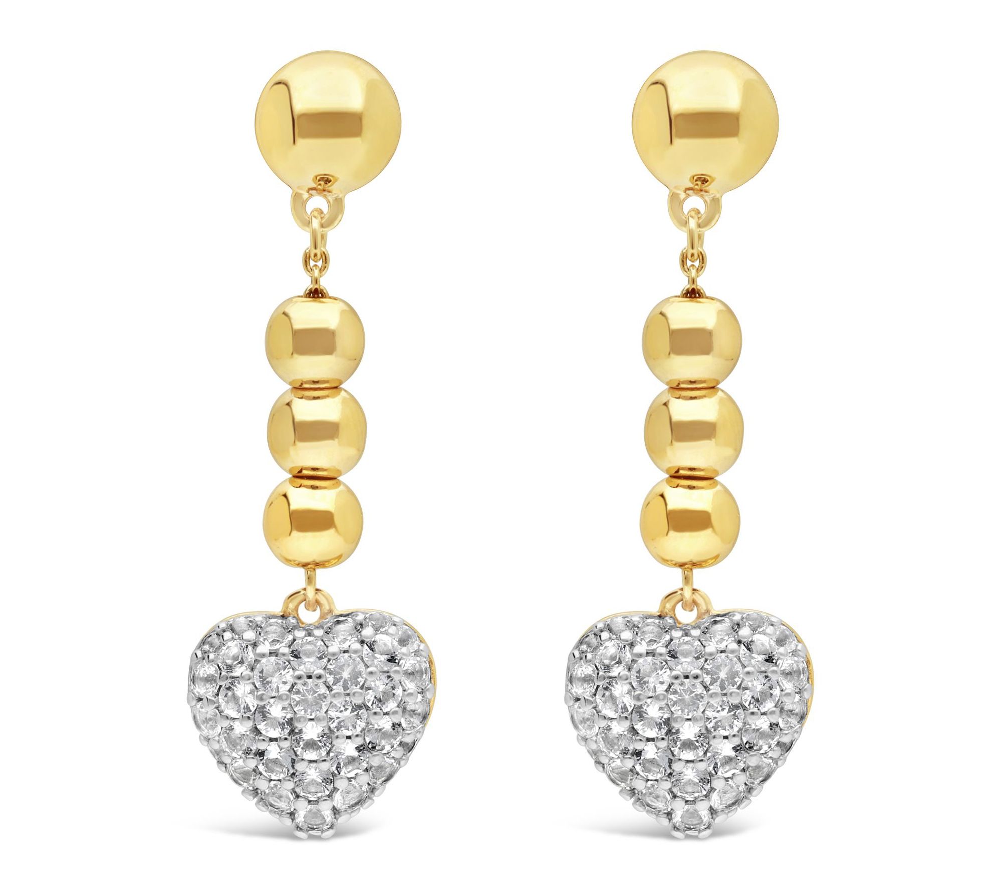 Elyse Ryan 14K Gold Clad Beaded White Topaz Heart Earrings