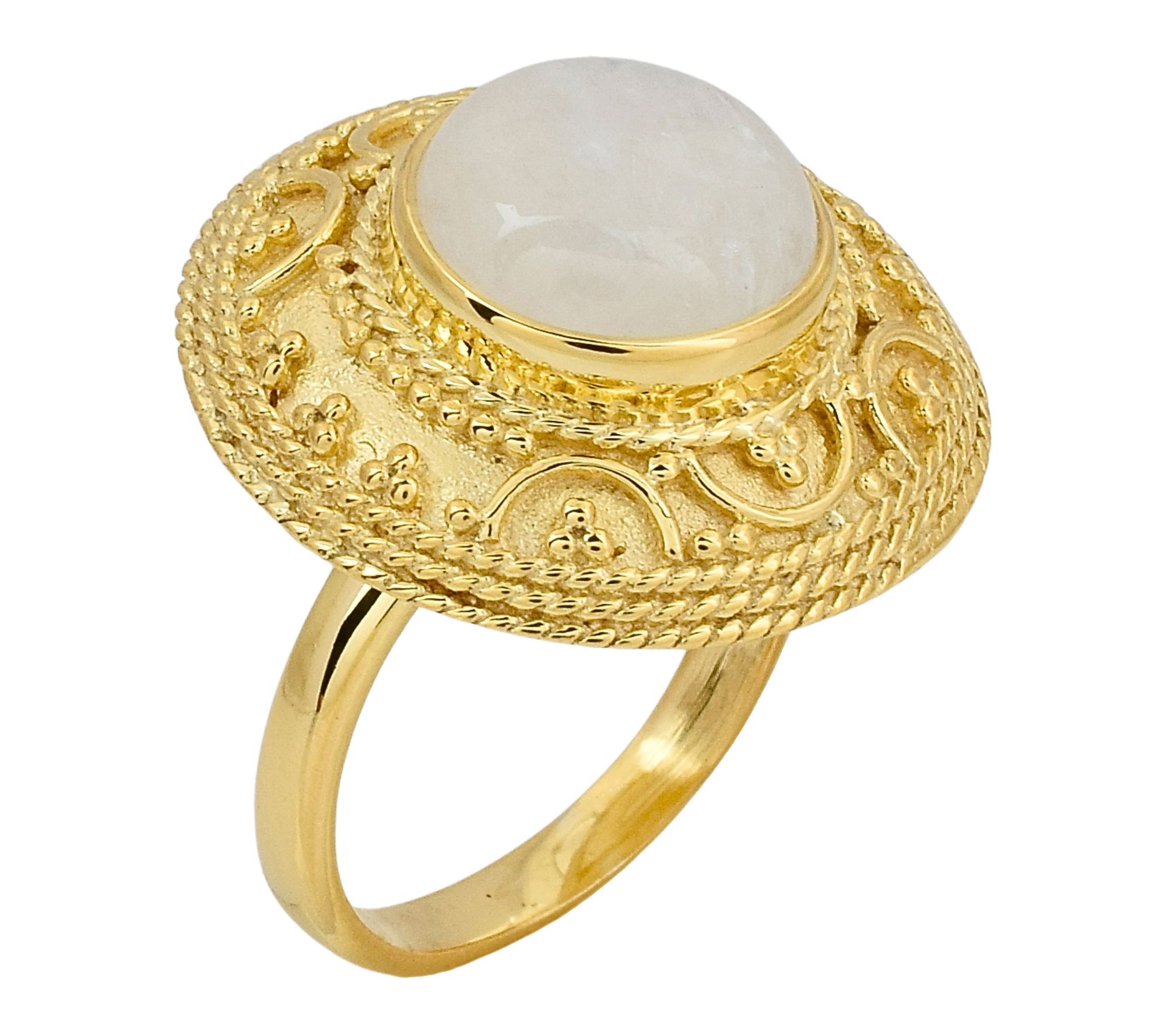 Artisan Crafted Moonstone Cocktail Ring, 14K Gold Plated