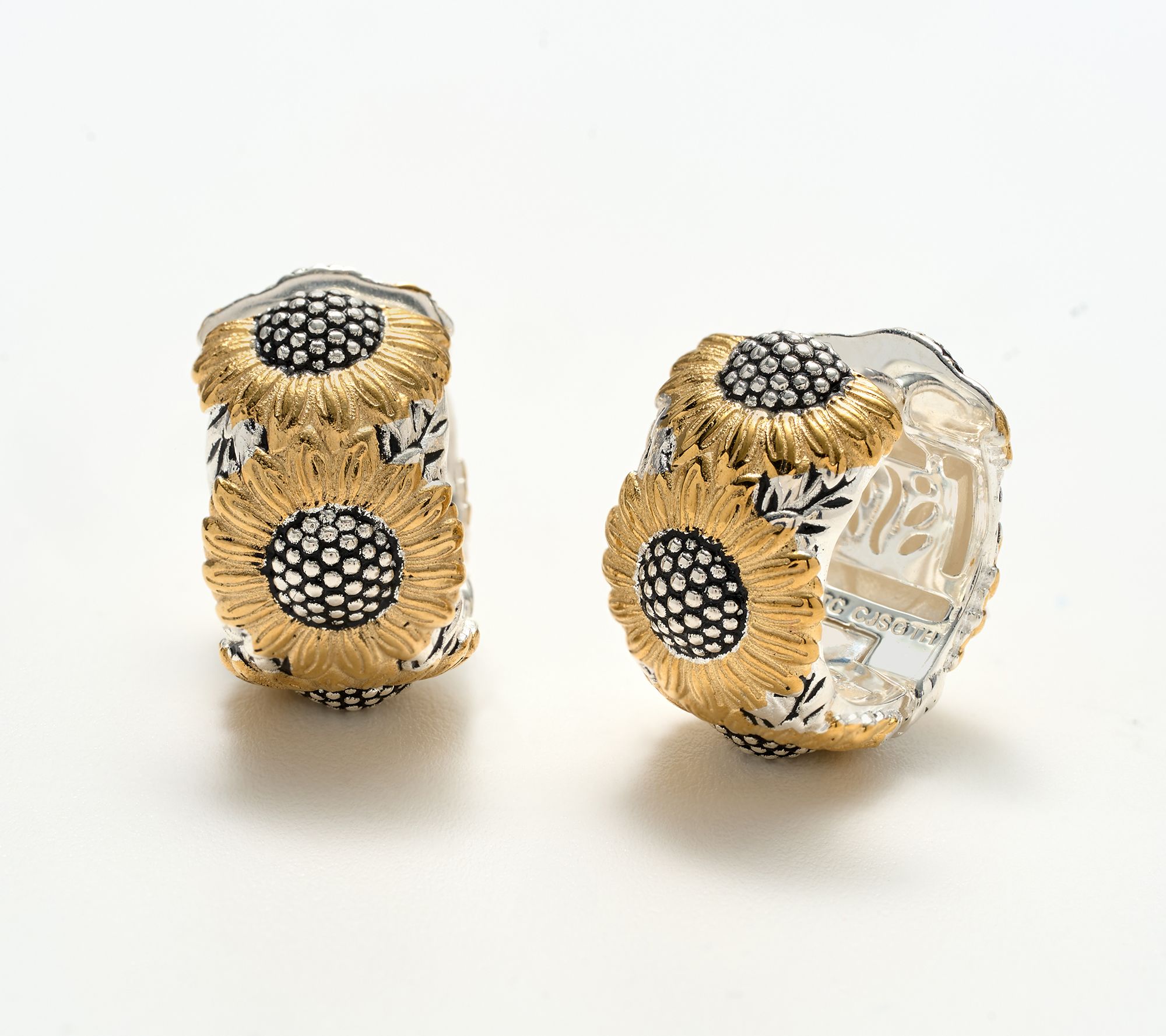 Christian James by Scott Grimes Two-Tone Sunflower Huggie Earrings